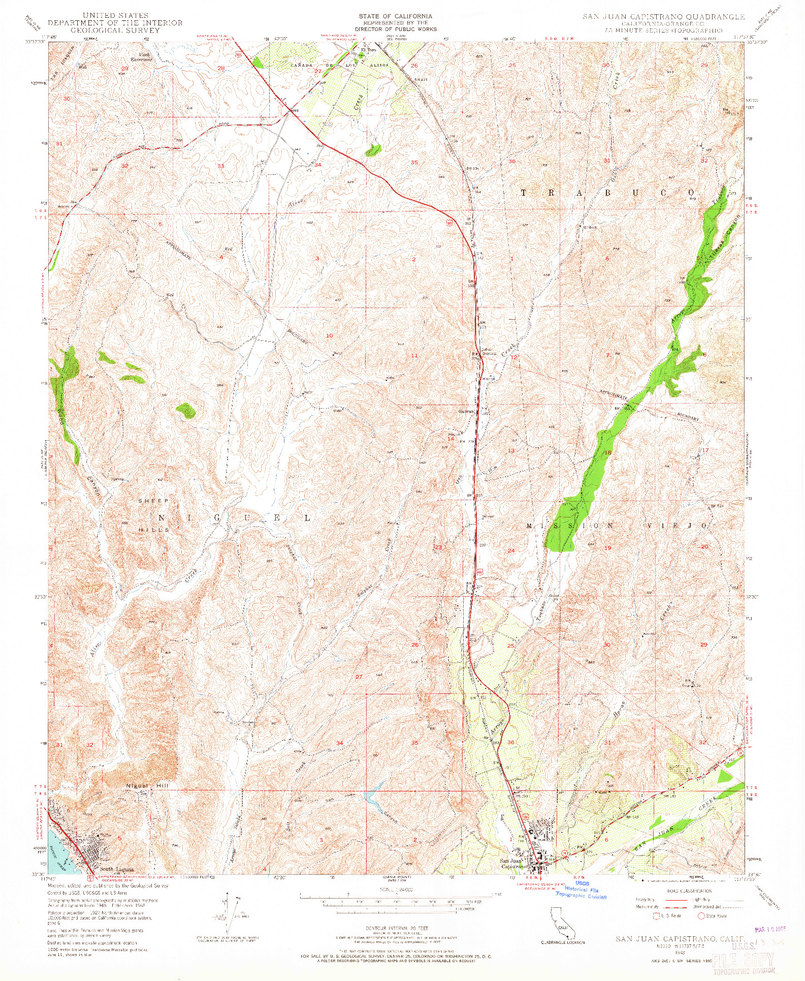 USGS 1:24000-SCALE QUADRANGLE FOR SAN JUAN CAPISTRANO, CA 1948