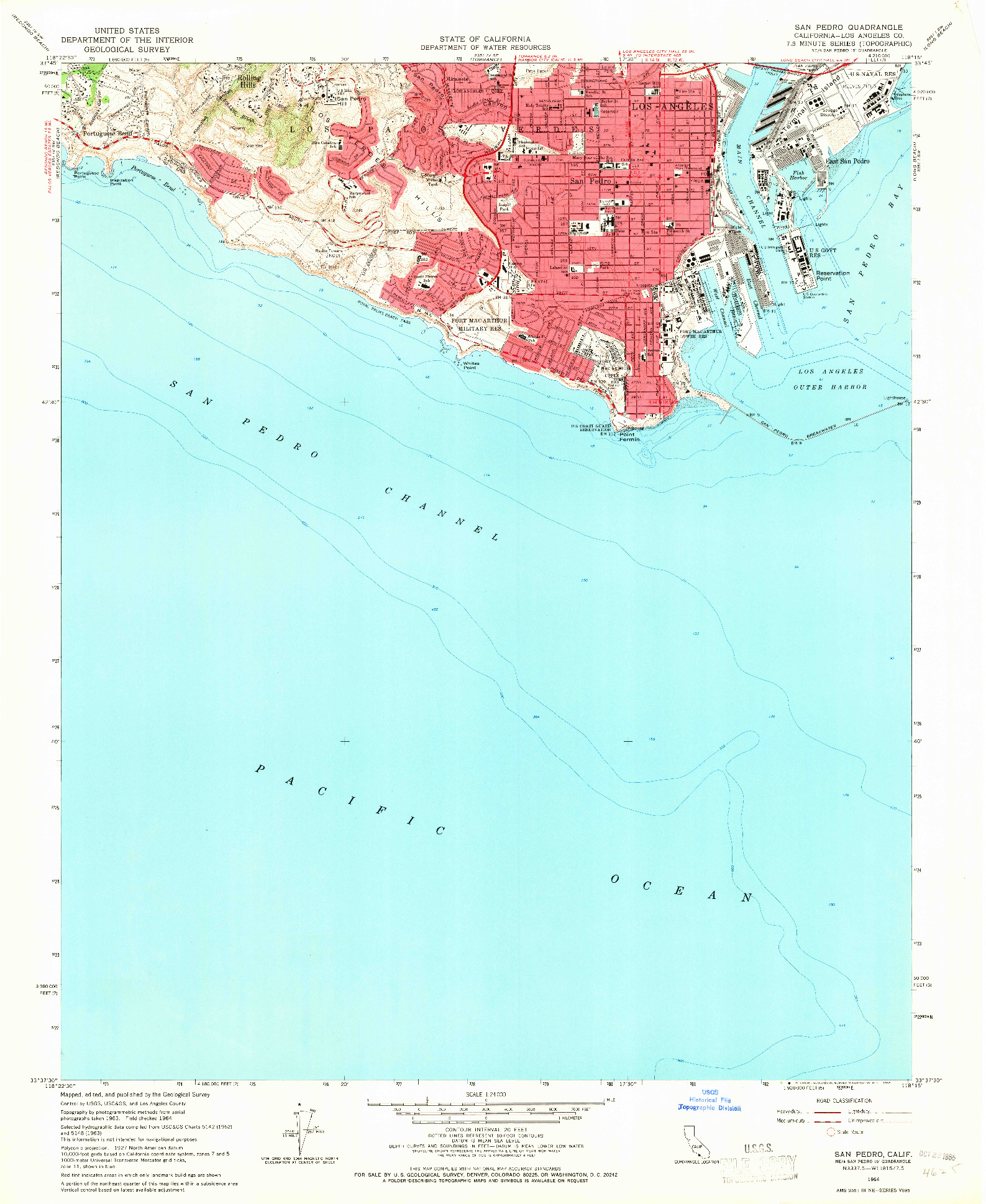 USGS 1:24000-SCALE QUADRANGLE FOR SAN PEDRO, CA 1964