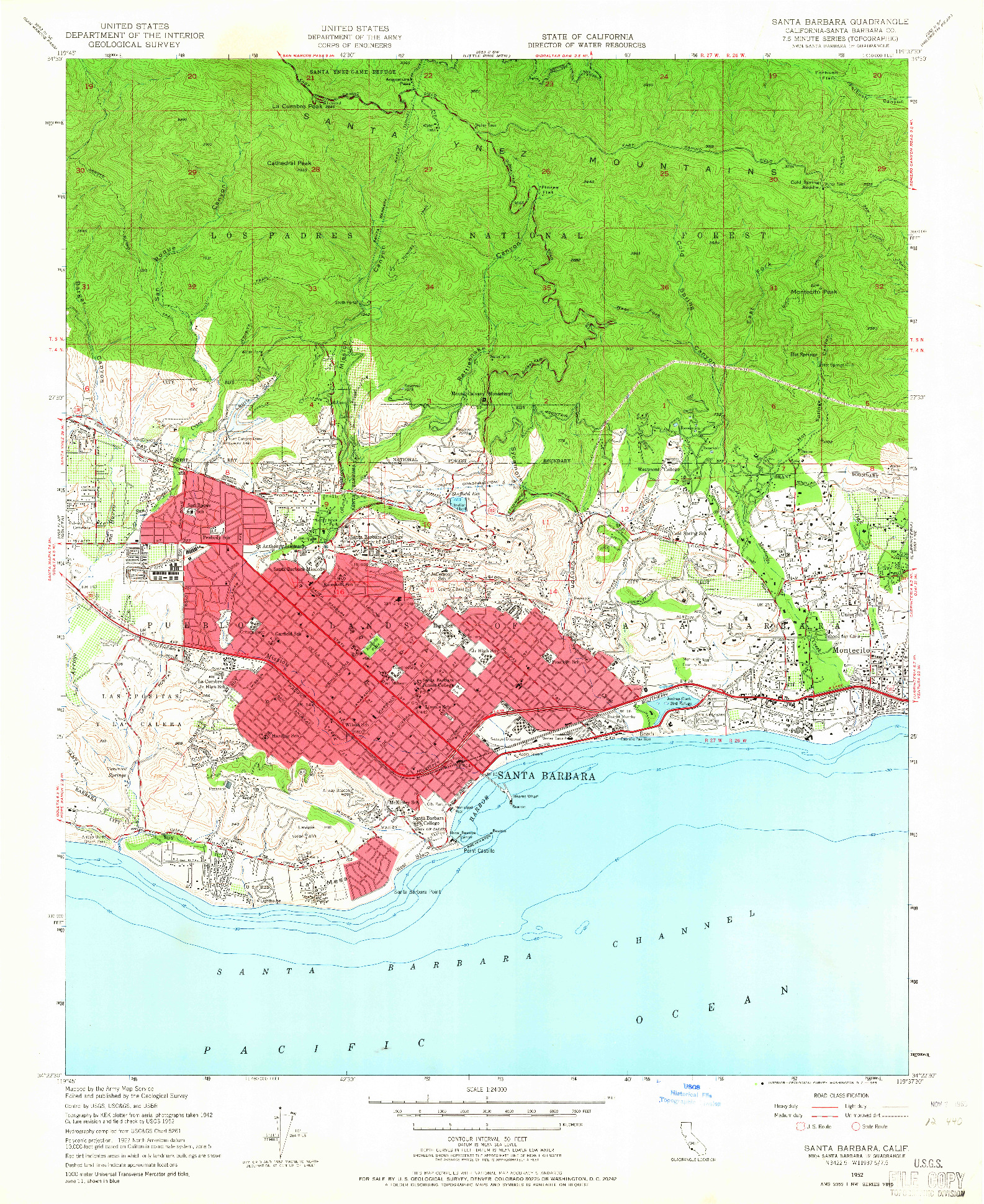 USGS 1:24000-SCALE QUADRANGLE FOR SANTA BARBARA, CA 1952