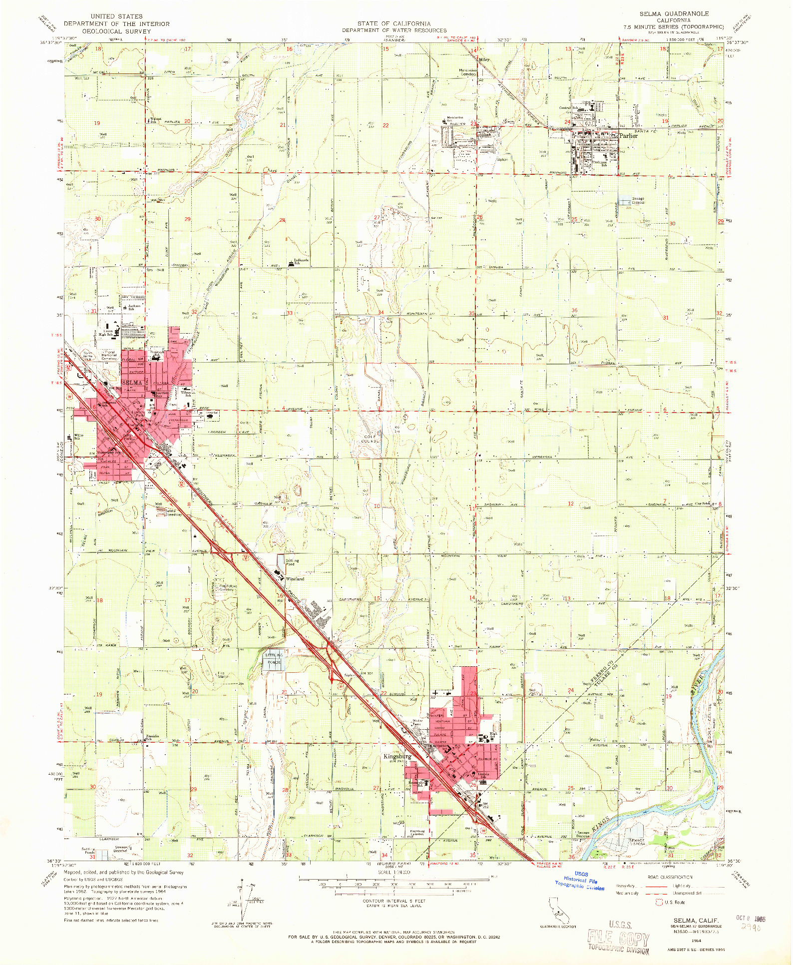 USGS 1:24000-SCALE QUADRANGLE FOR SELMA, CA 1964