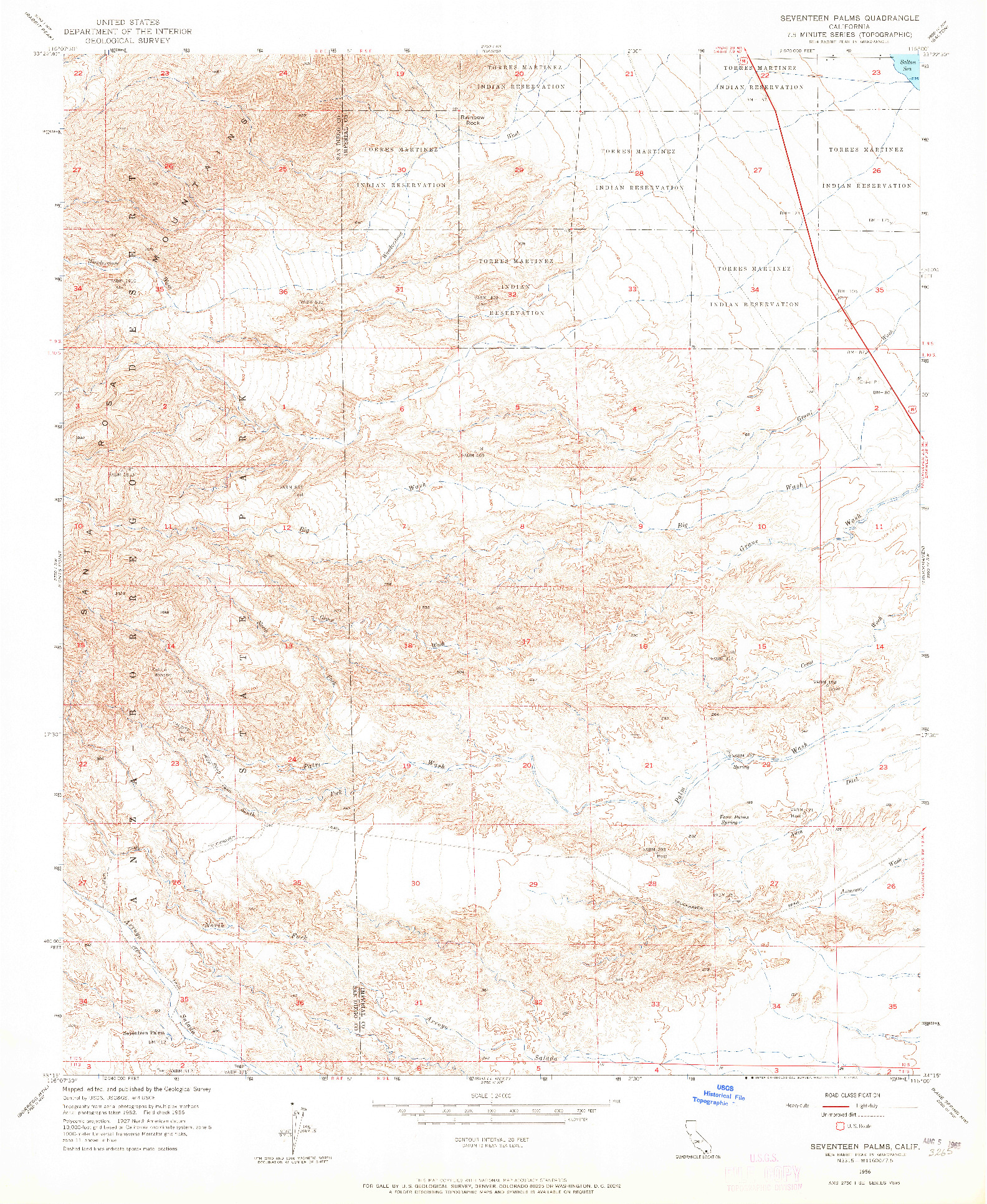 USGS 1:24000-SCALE QUADRANGLE FOR SEVENTEEN PALMS, CA 1956