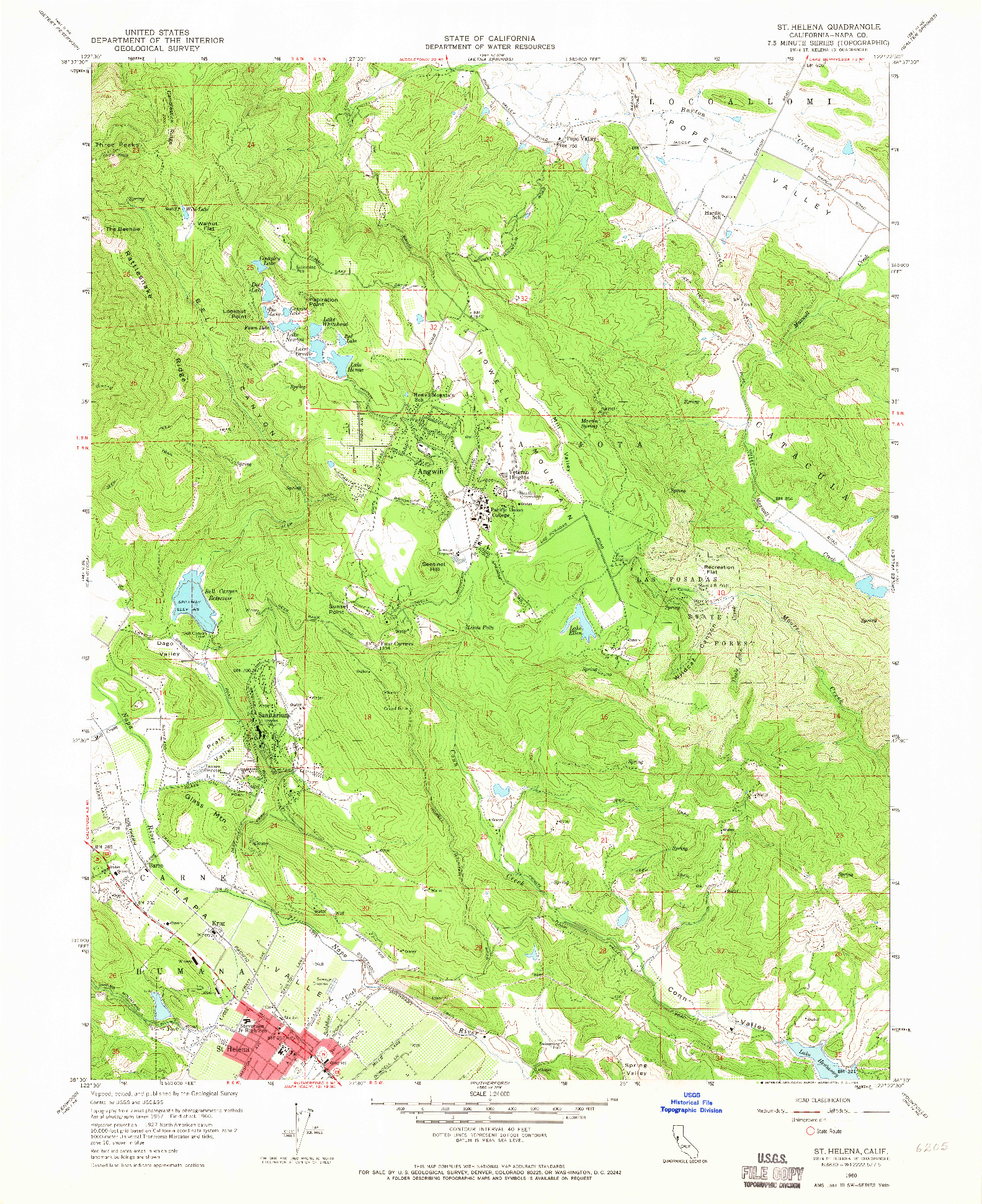 USGS 1:24000-SCALE QUADRANGLE FOR ST. HELENA, CA 1960