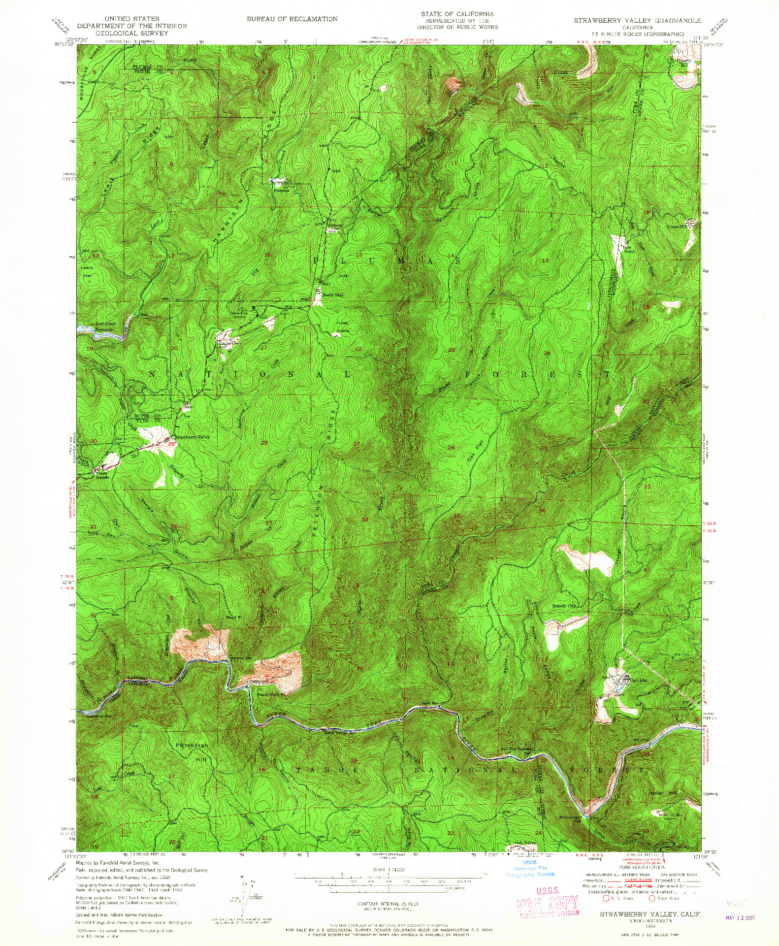 USGS 1:24000-SCALE QUADRANGLE FOR STRAWBERRY VALLEY, CA 1948