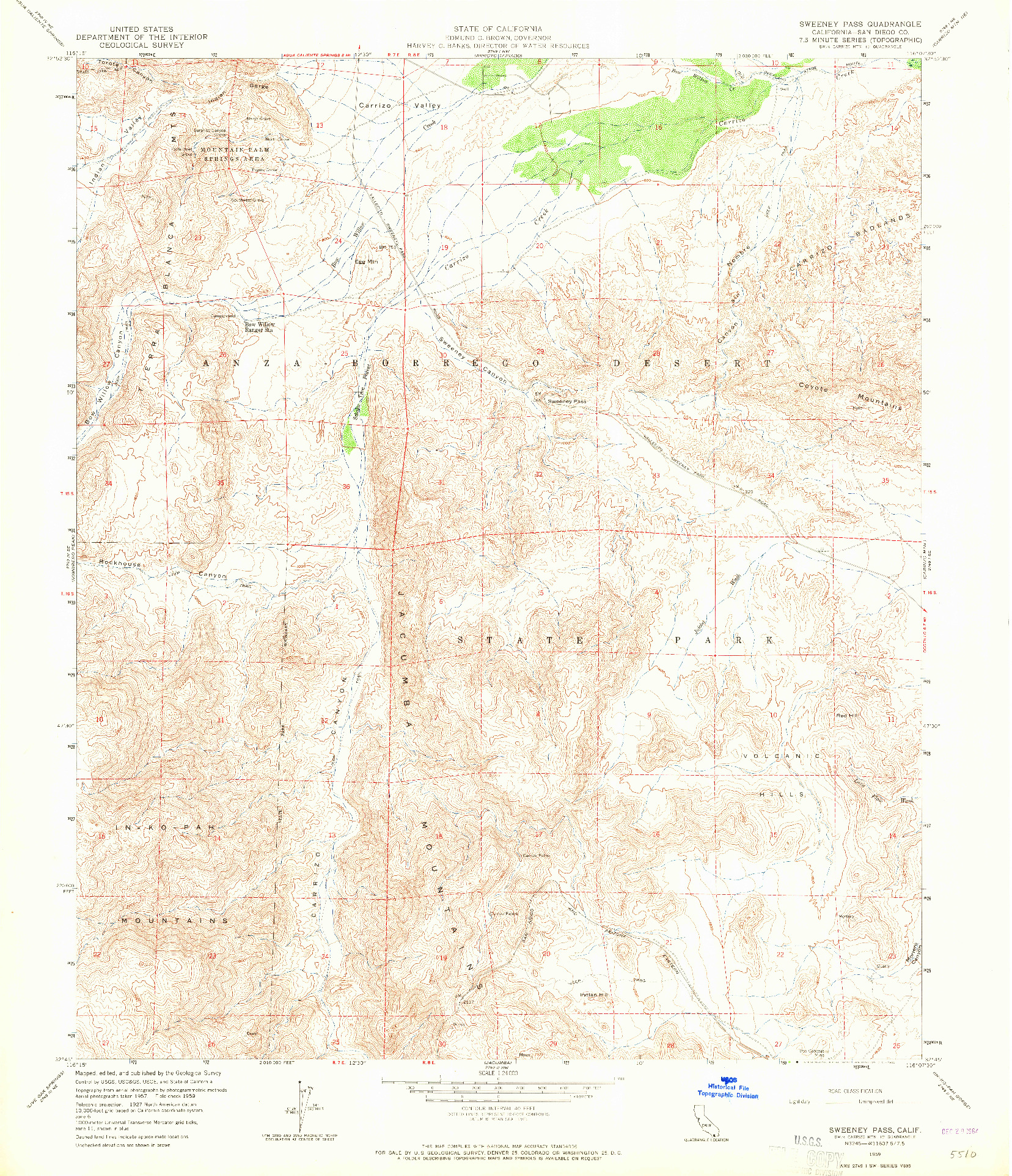 USGS 1:24000-SCALE QUADRANGLE FOR SWEENEY PASS, CA 1959