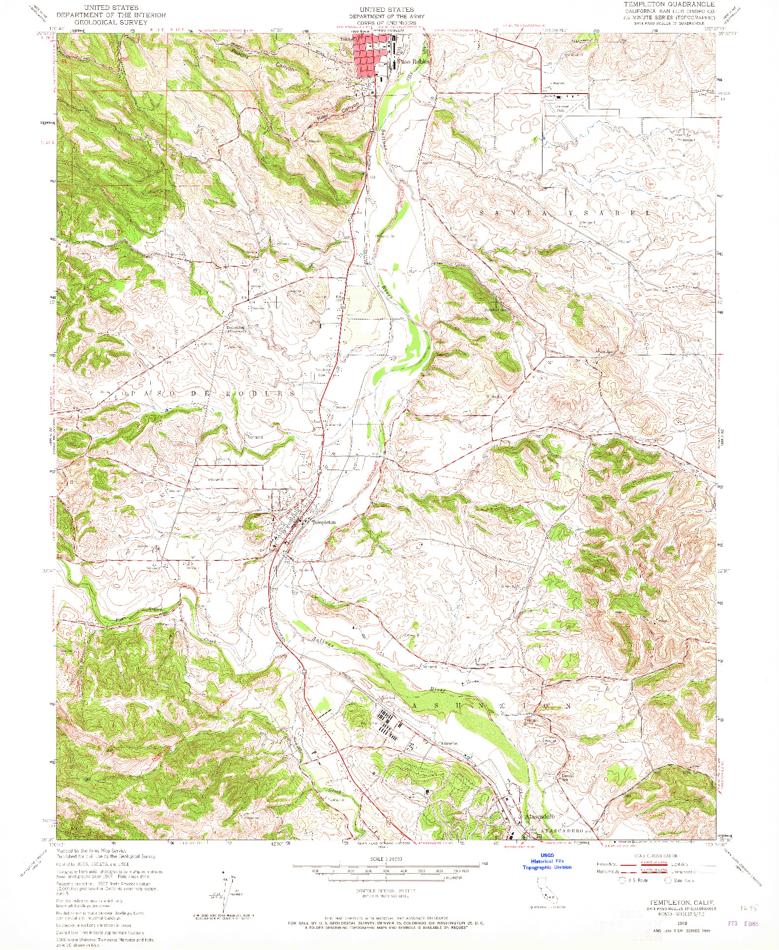 USGS 1:24000-SCALE QUADRANGLE FOR TEMPLETON, CA 1948