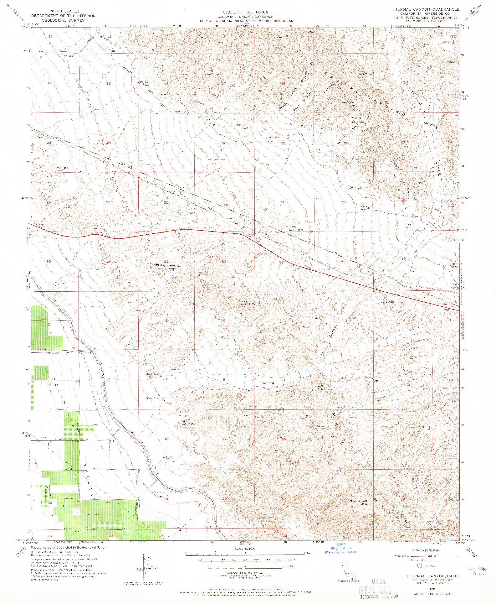 USGS 1:24000-SCALE QUADRANGLE FOR THERMAL CANYON, CA 1956