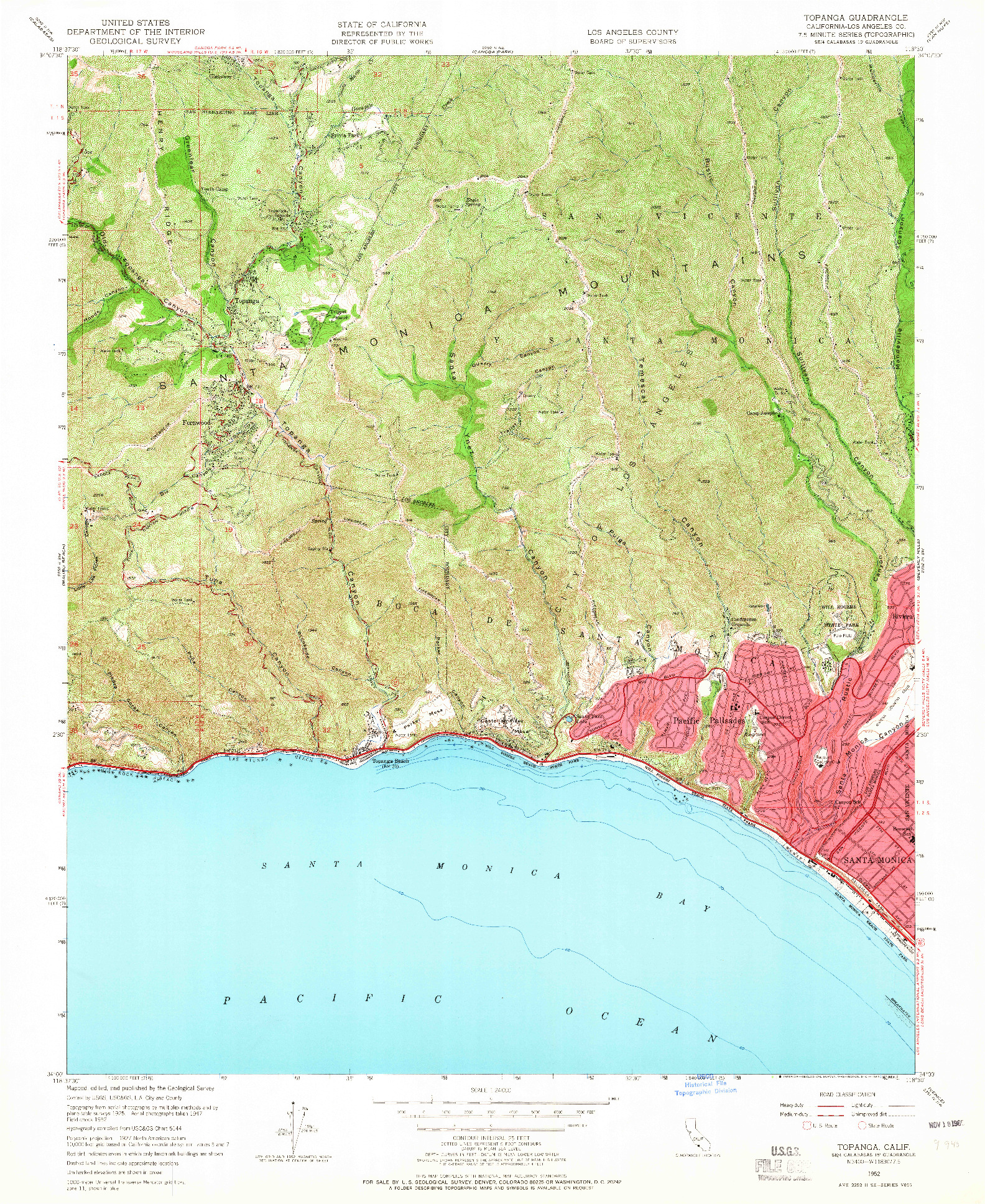 USGS 1:24000-SCALE QUADRANGLE FOR TOPANGA, CA 1952