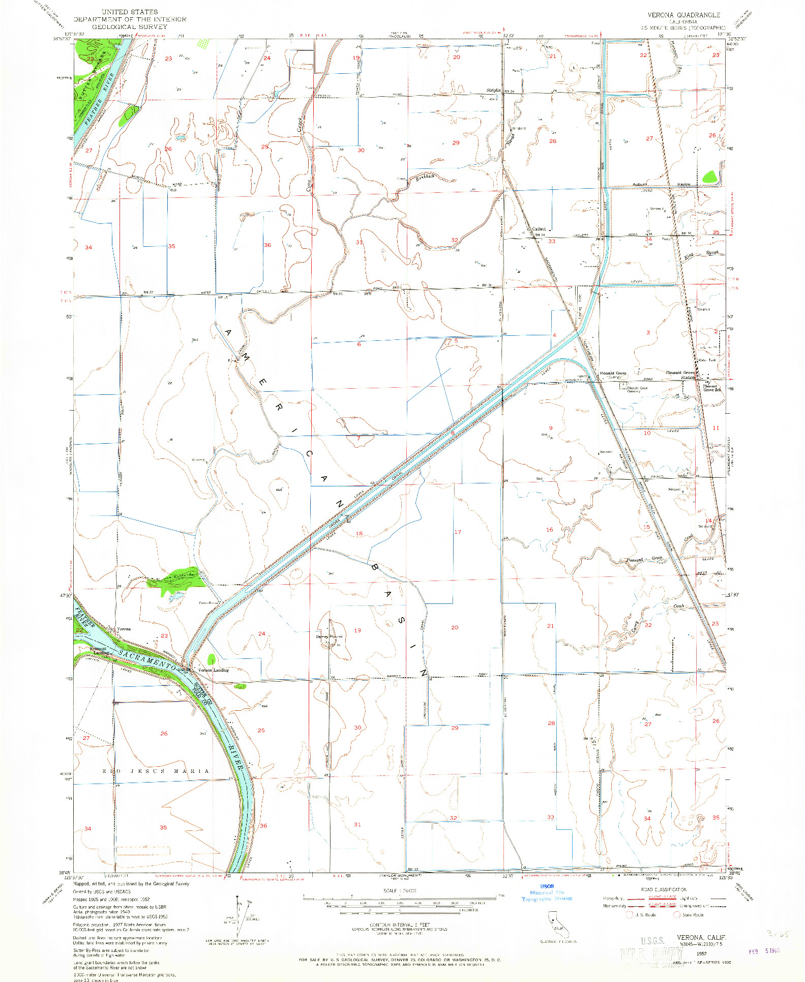 USGS 1:24000-SCALE QUADRANGLE FOR VERONA, CA 1952