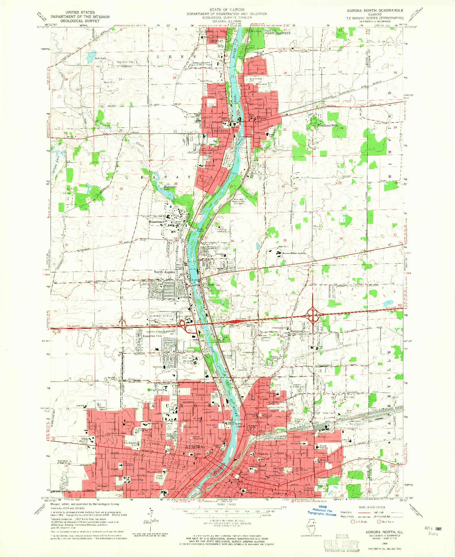 USGS 1:24000-SCALE QUADRANGLE FOR AURORA NORTH, IL 1964