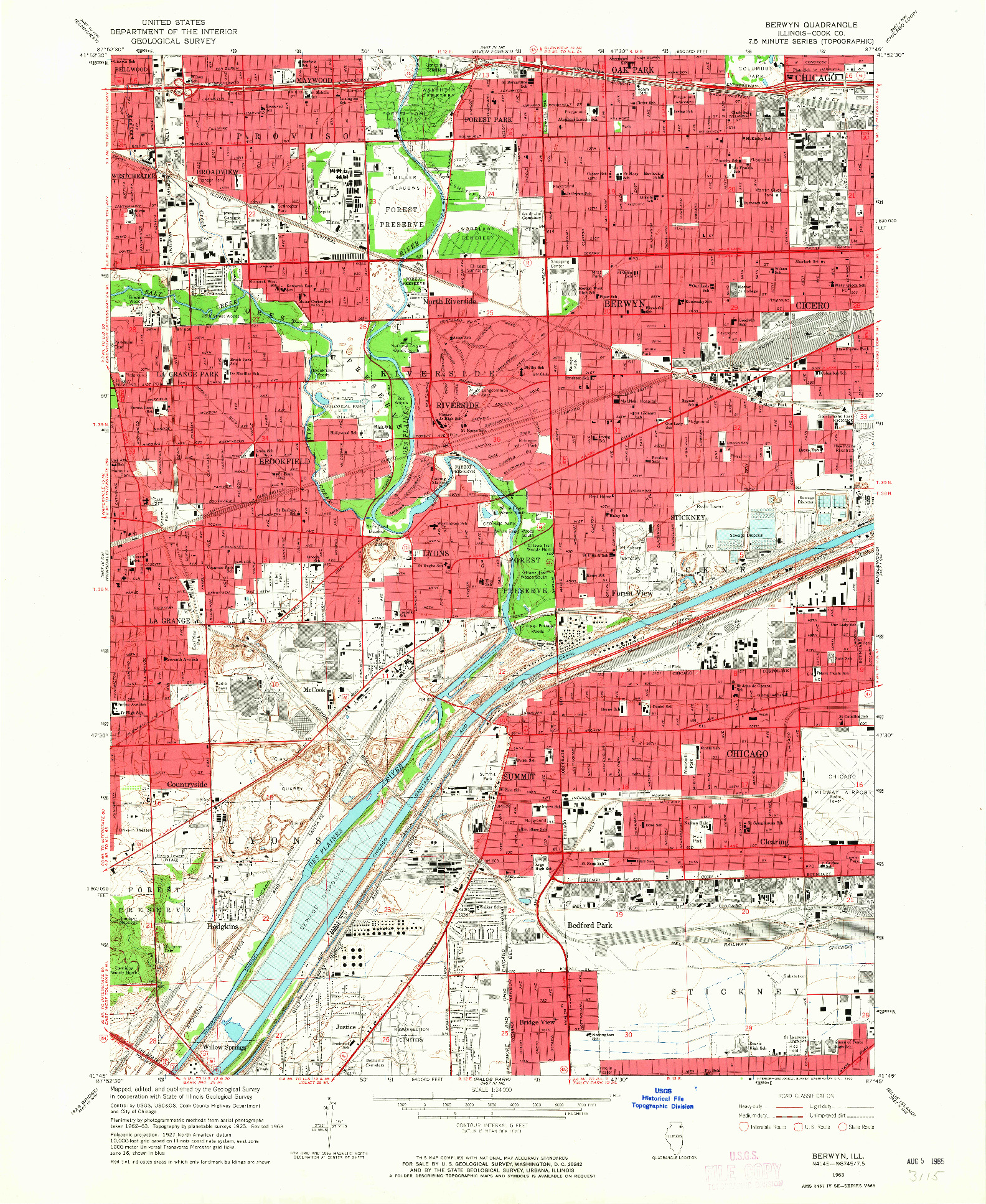 USGS 1:24000-SCALE QUADRANGLE FOR BERWYN, IL 1963