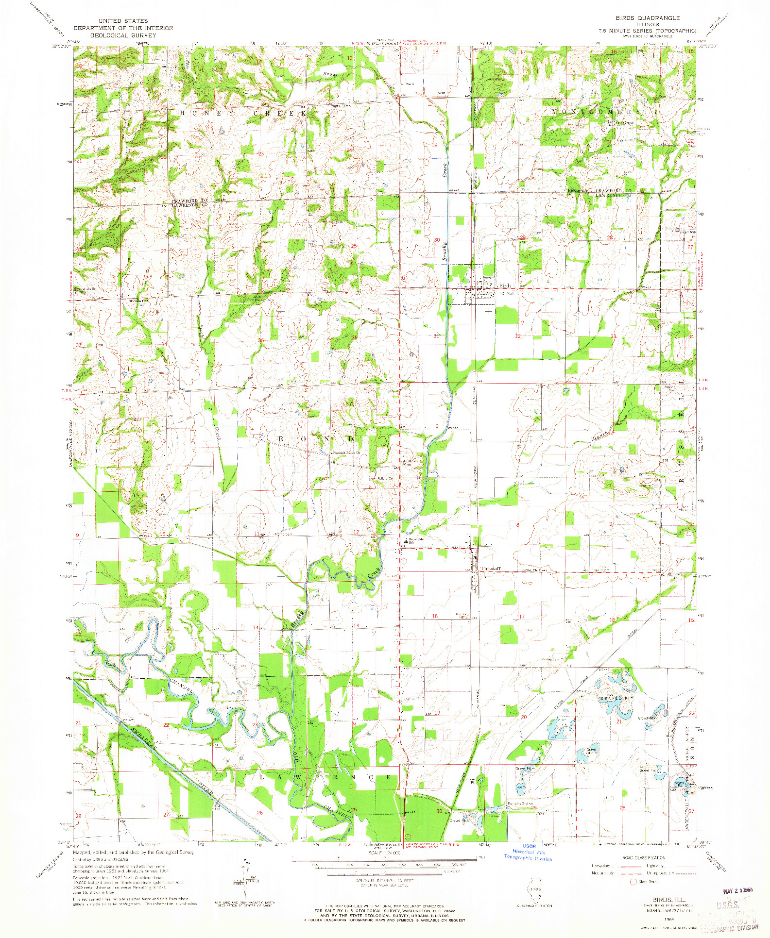 USGS 1:24000-SCALE QUADRANGLE FOR BIRDS, IL 1964