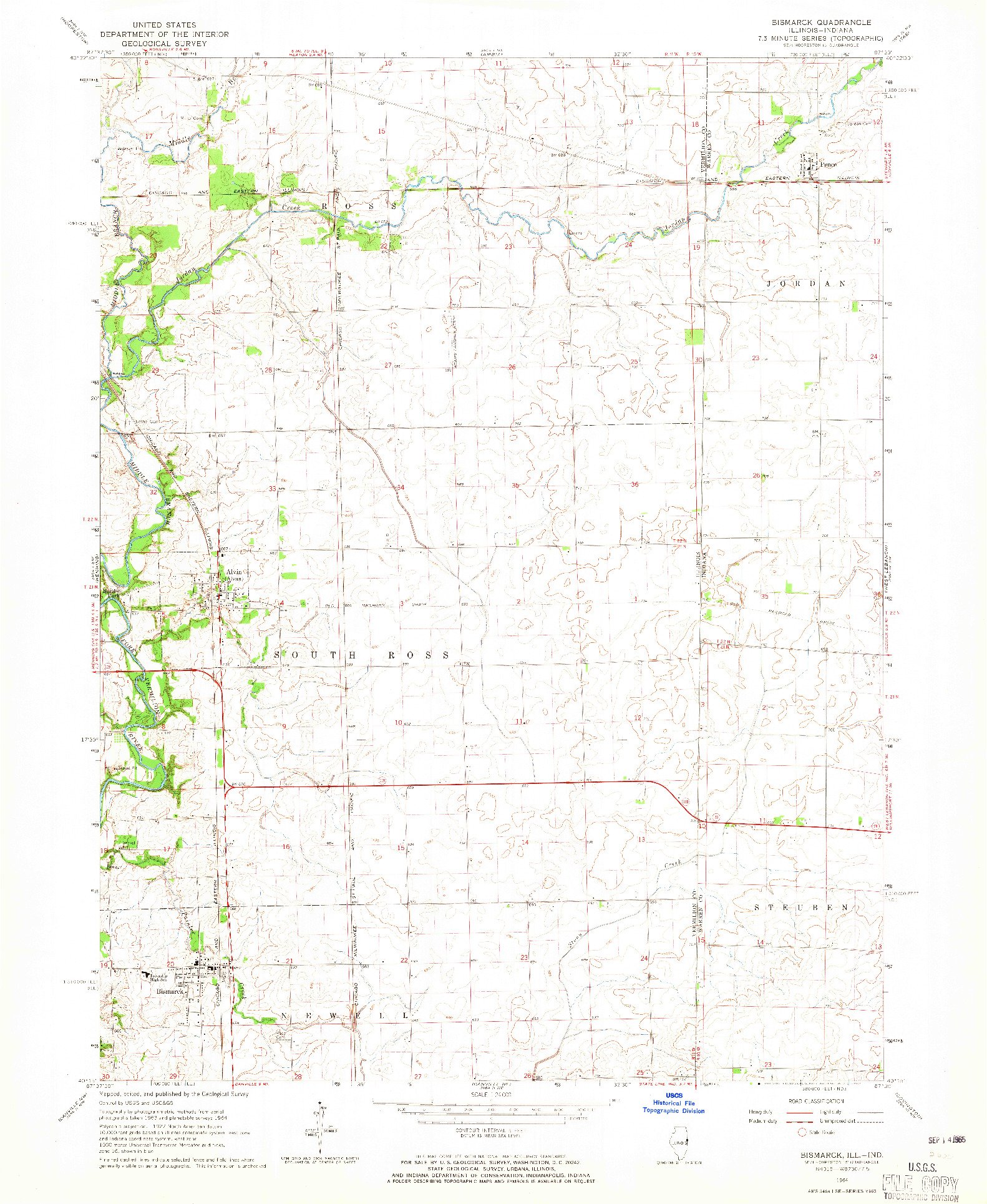 USGS 1:24000-SCALE QUADRANGLE FOR BISMARCK, IL 1964