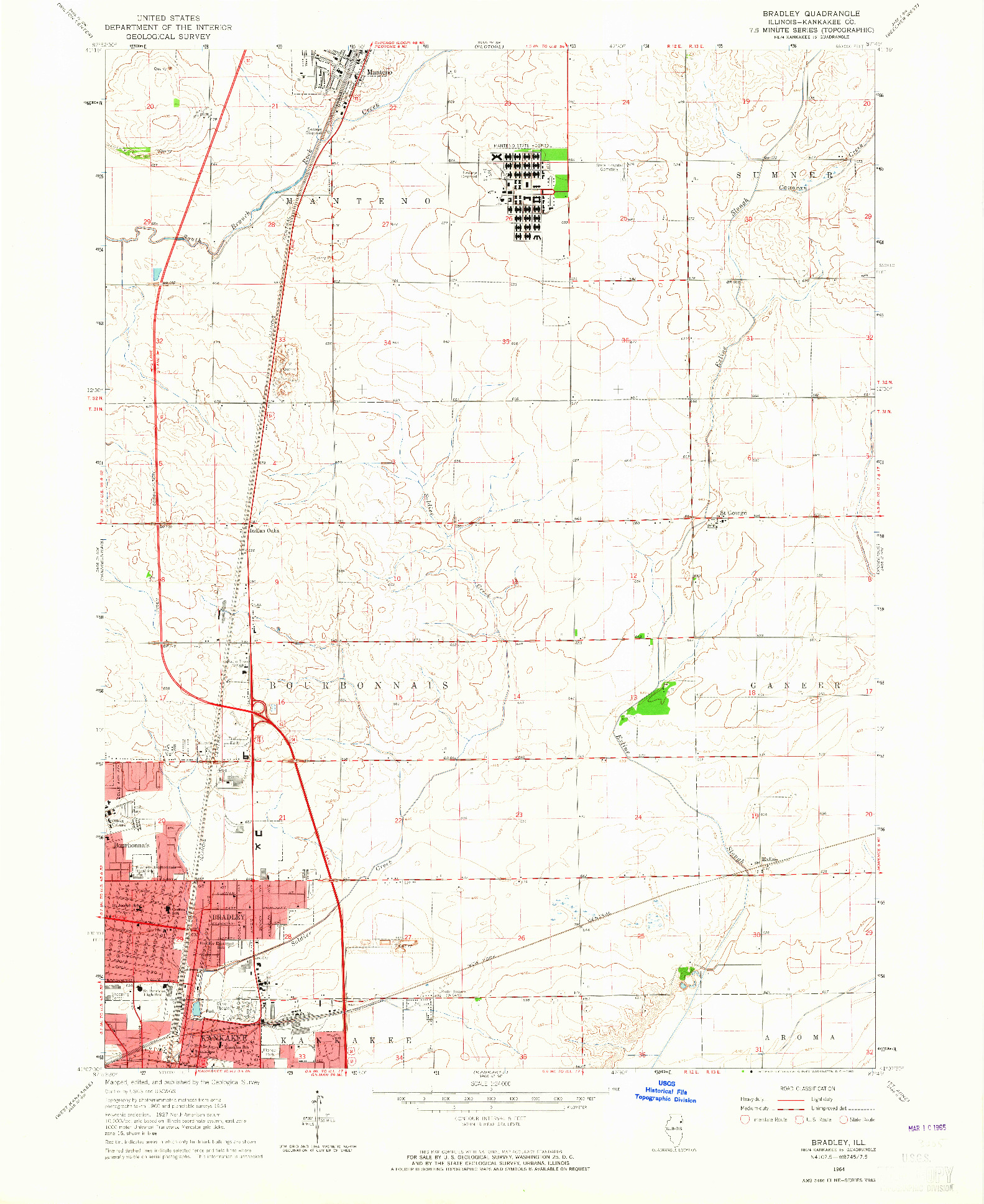 USGS 1:24000-SCALE QUADRANGLE FOR BRADLEY, IL 1964