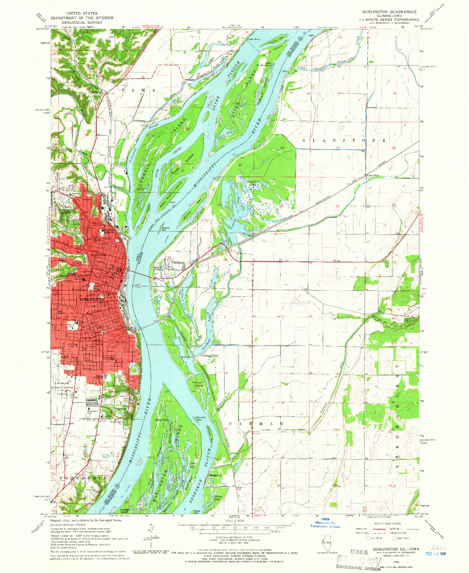 USGS 1:24000-SCALE QUADRANGLE FOR BURLINGTON, IL 1964