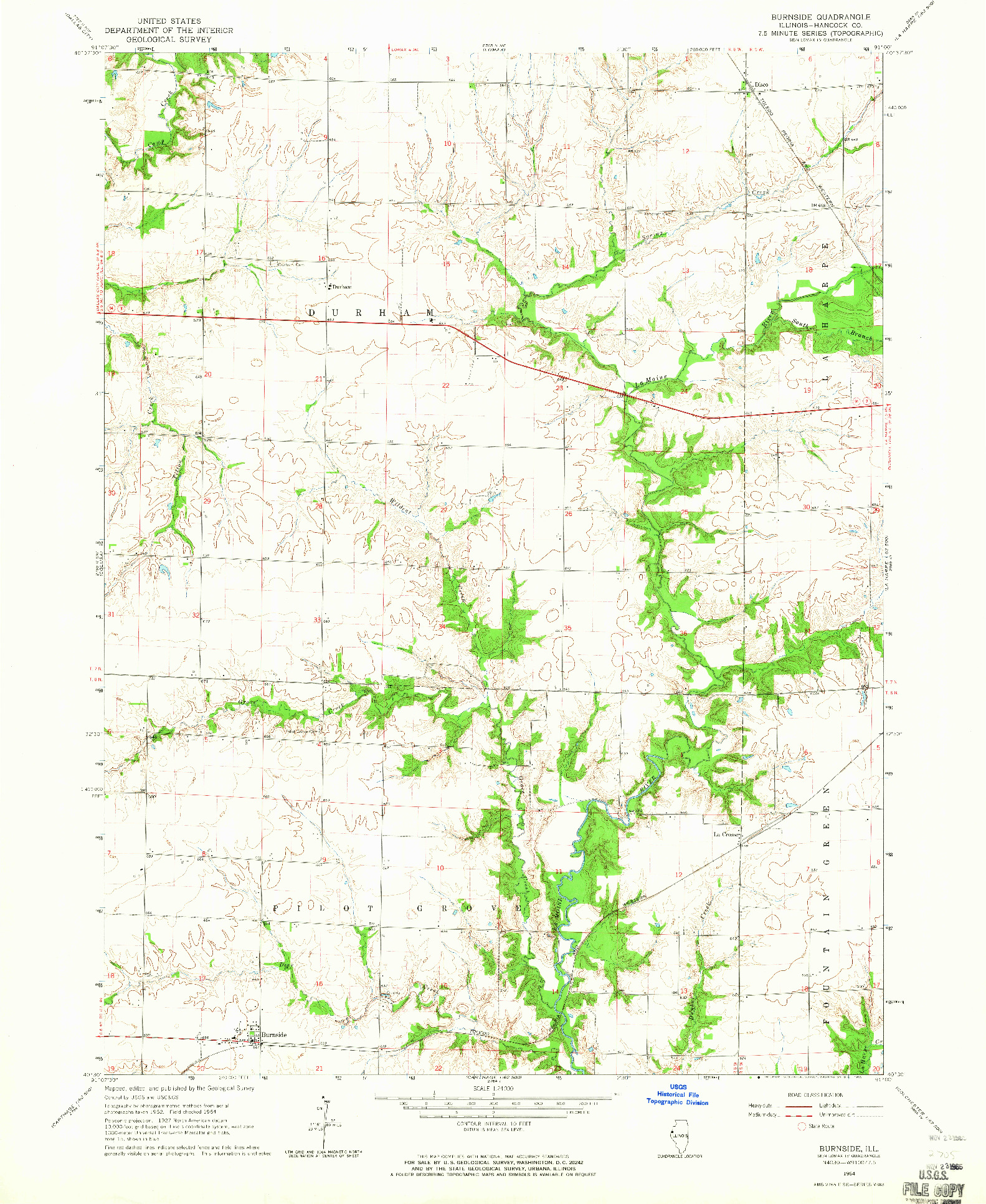 USGS 1:24000-SCALE QUADRANGLE FOR BURNSIDE, IL 1964