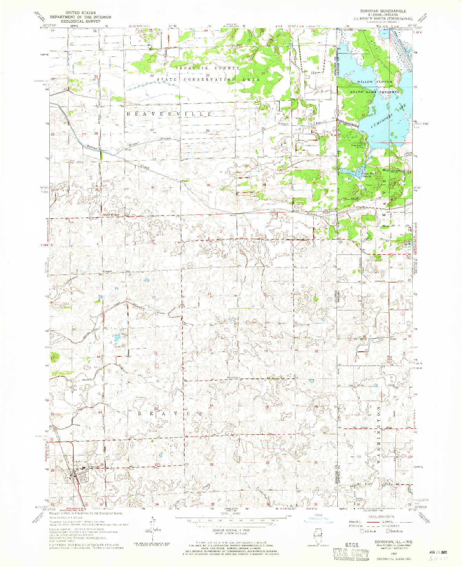 USGS 1:24000-SCALE QUADRANGLE FOR DONOVAN, IL 1964