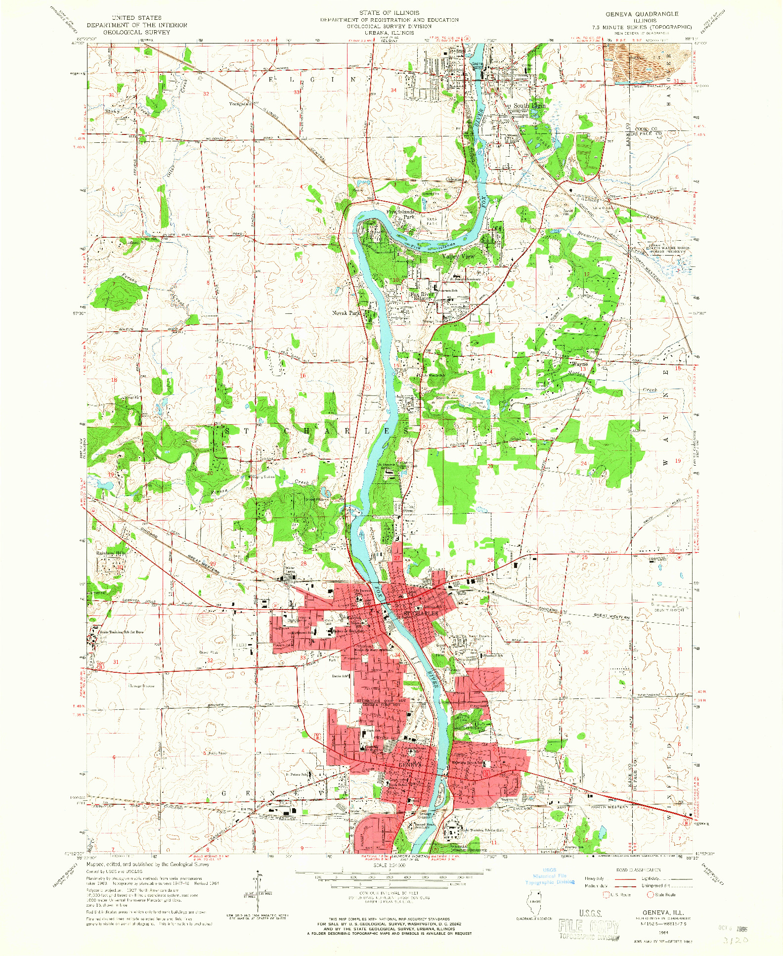 USGS 1:24000-SCALE QUADRANGLE FOR GENEVA, IL 1964