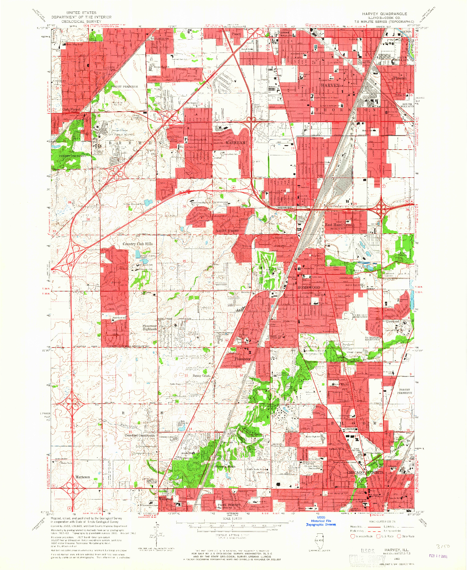 USGS 1:24000-SCALE QUADRANGLE FOR HARVEY, IL 1963