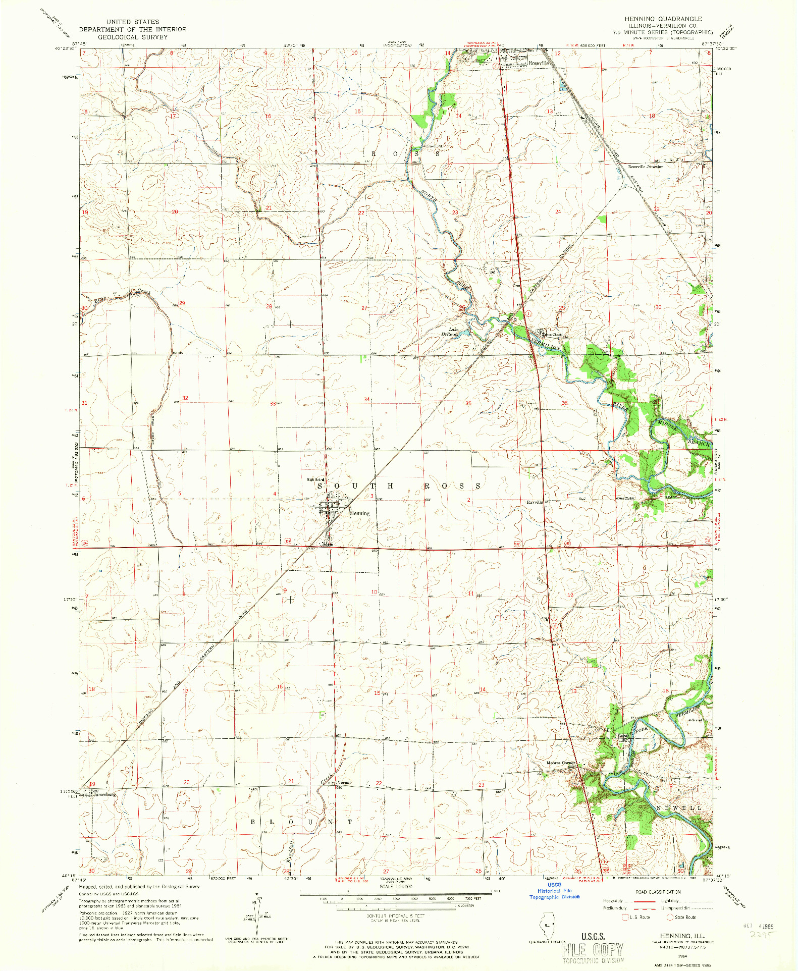 USGS 1:24000-SCALE QUADRANGLE FOR HENNING, IL 1964