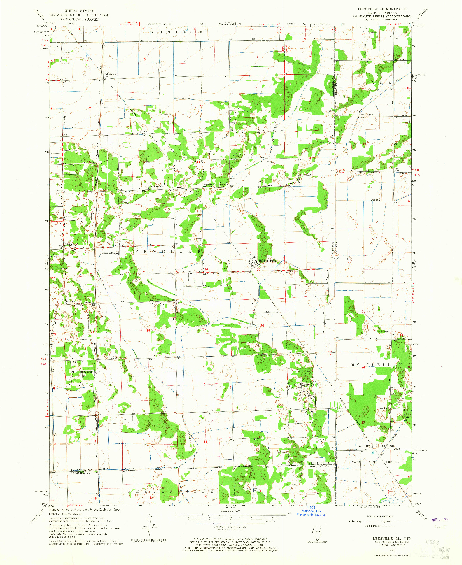 USGS 1:24000-SCALE QUADRANGLE FOR LEESVILLE, IL 1963