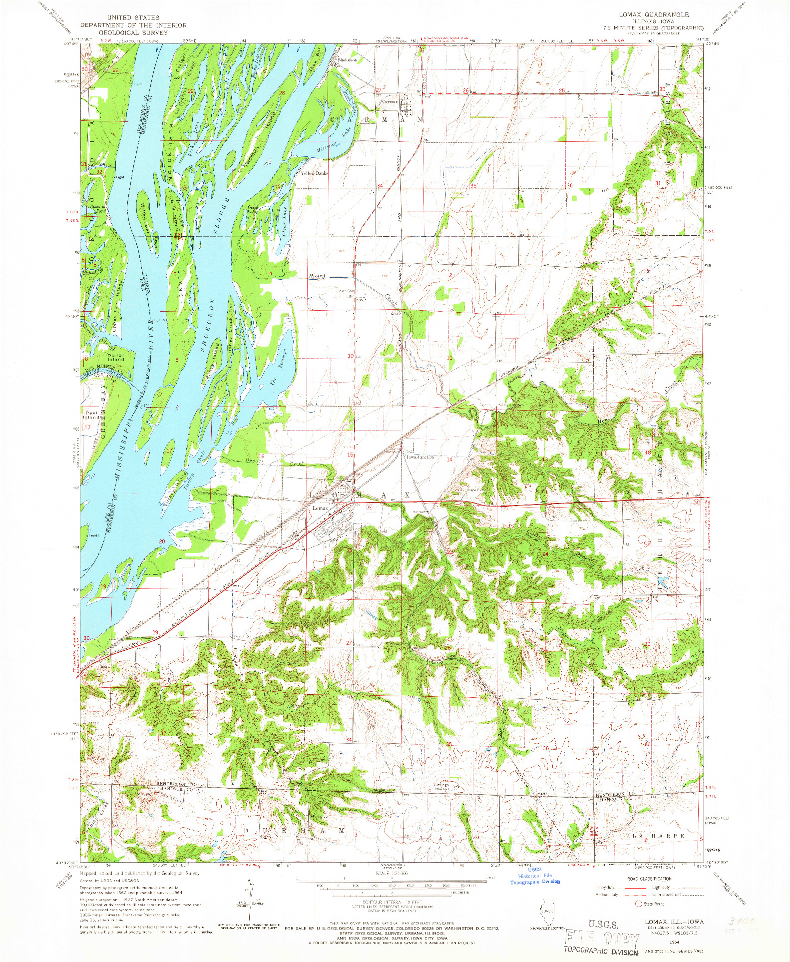 USGS 1:24000-SCALE QUADRANGLE FOR LOMAX, IL 1964