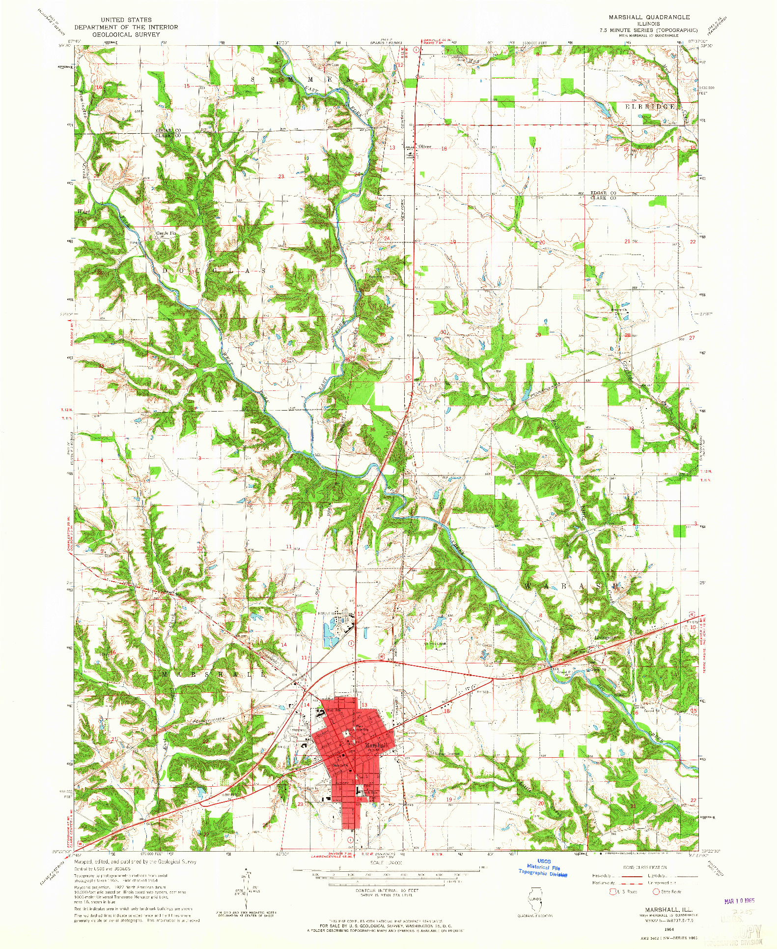 USGS 1:24000-SCALE QUADRANGLE FOR MARSHALL, IL 1964