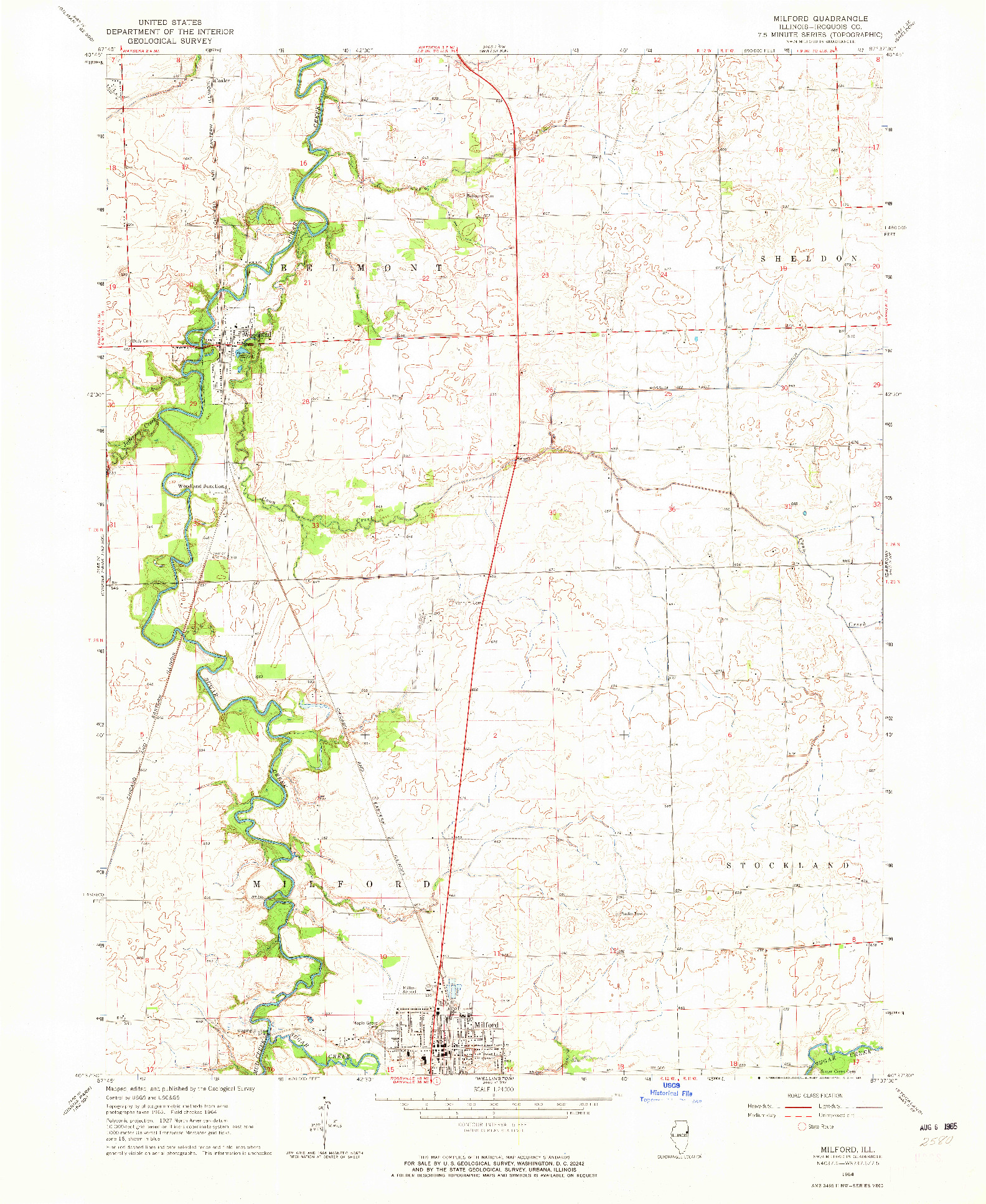 USGS 1:24000-SCALE QUADRANGLE FOR MILFORD, IL 1964