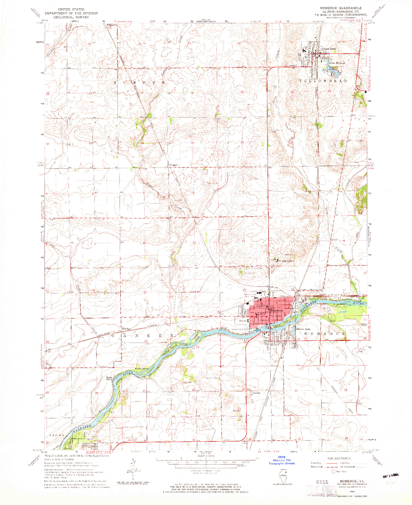 USGS 1:24000-SCALE QUADRANGLE FOR MOMENCE, IL 1964