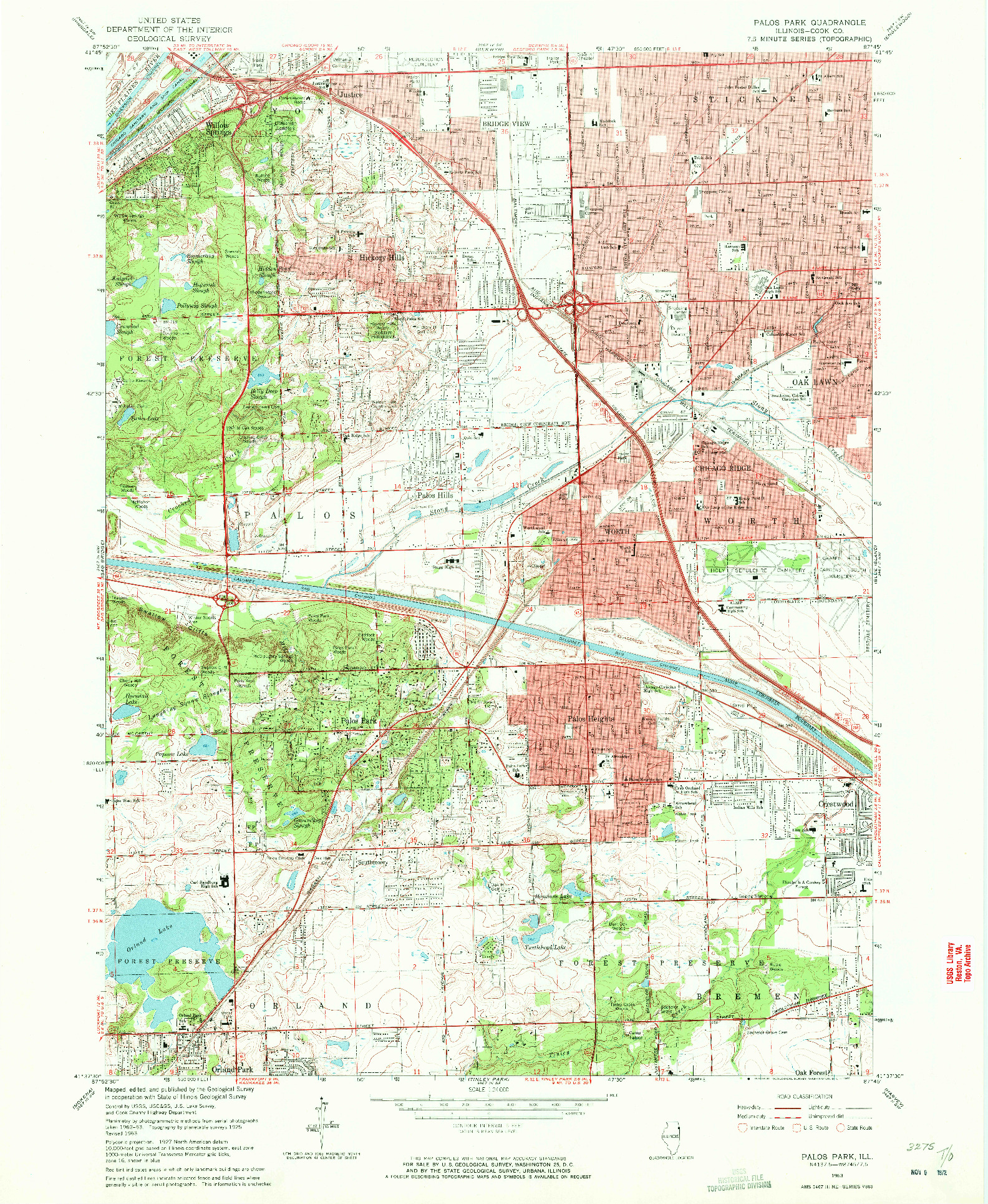 USGS 1:24000-SCALE QUADRANGLE FOR PALOS PARK, IL 1963