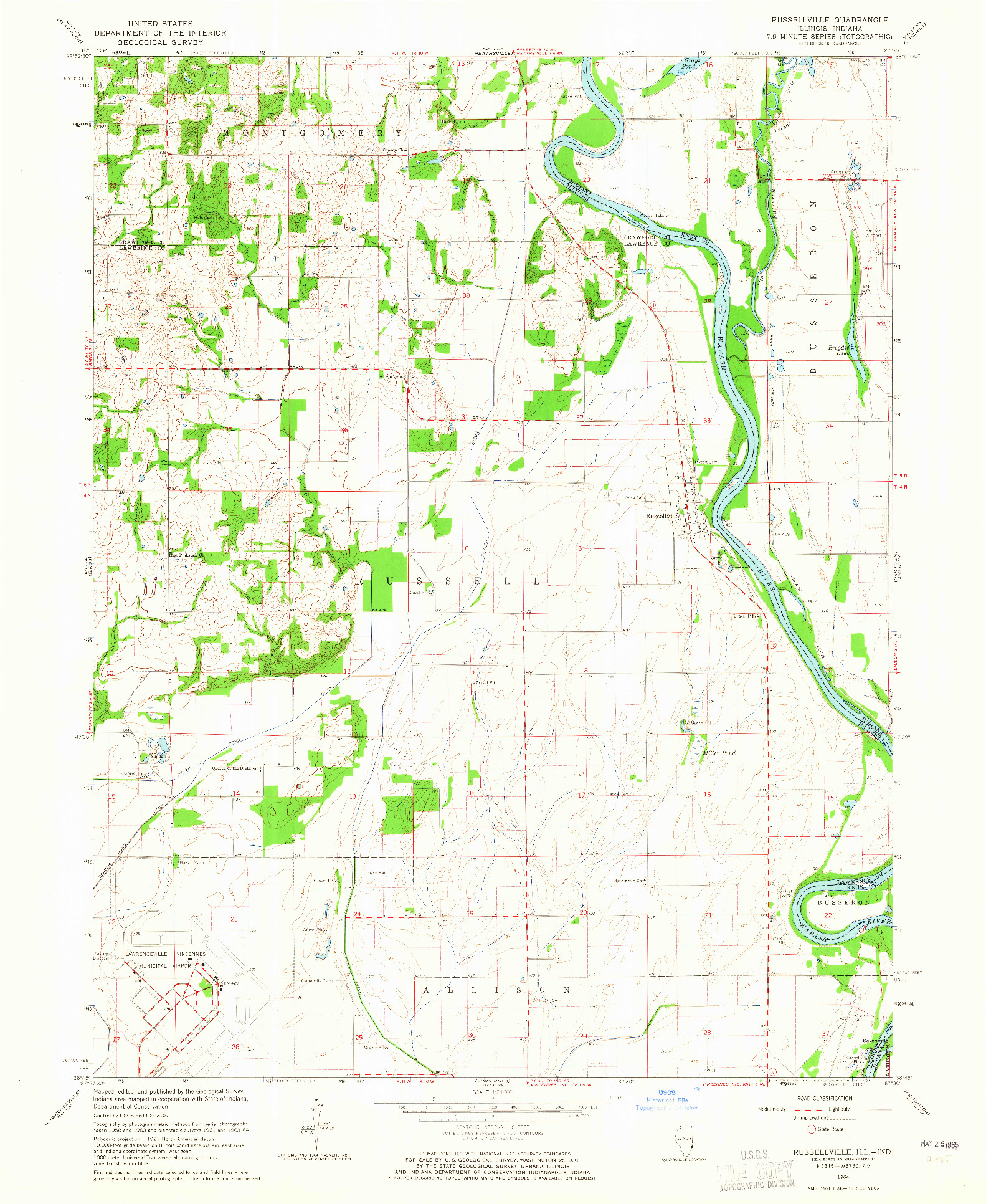 USGS 1:24000-SCALE QUADRANGLE FOR RUSSELLVILLE, IL 1964