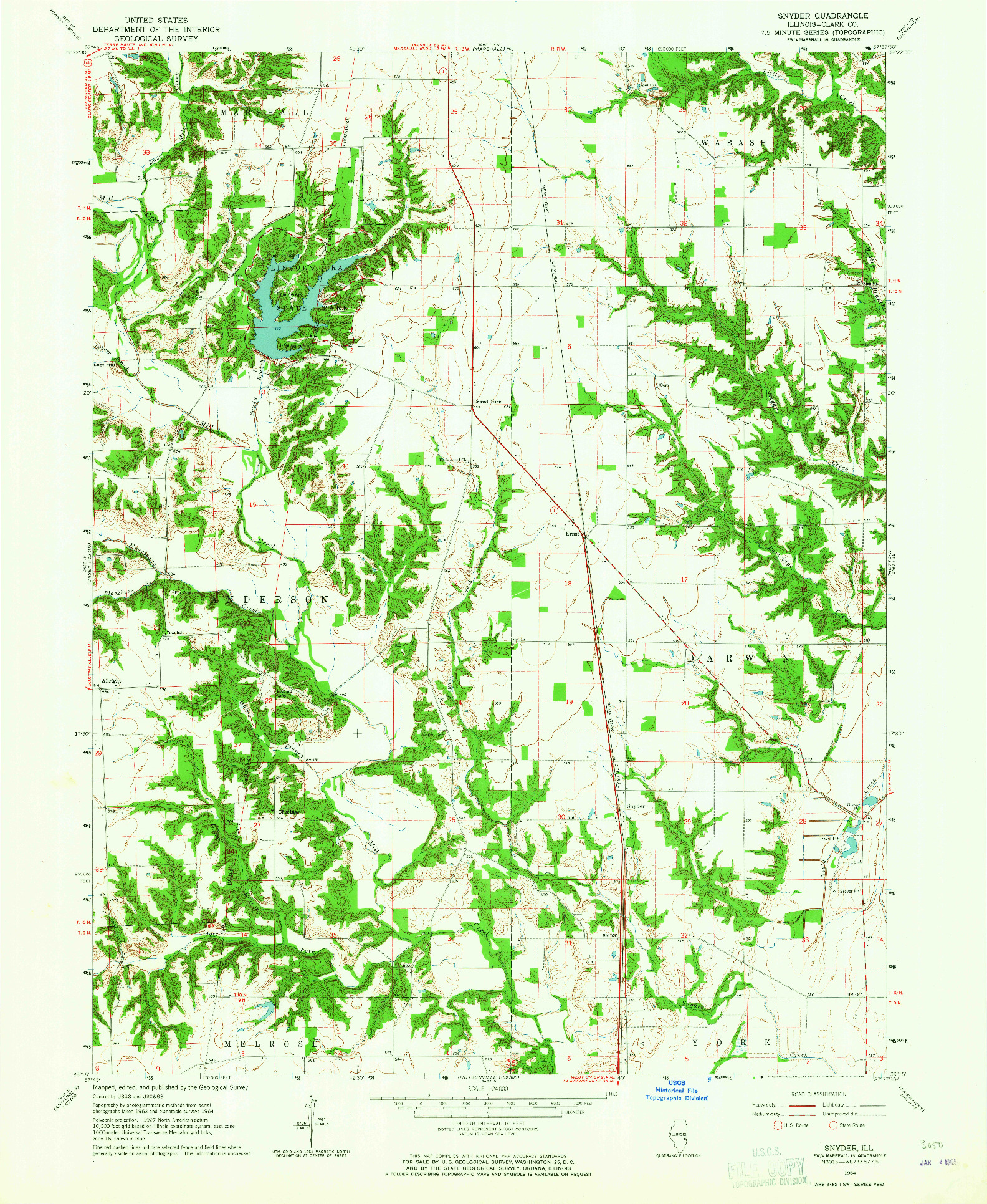 USGS 1:24000-SCALE QUADRANGLE FOR SNYDER, IL 1964