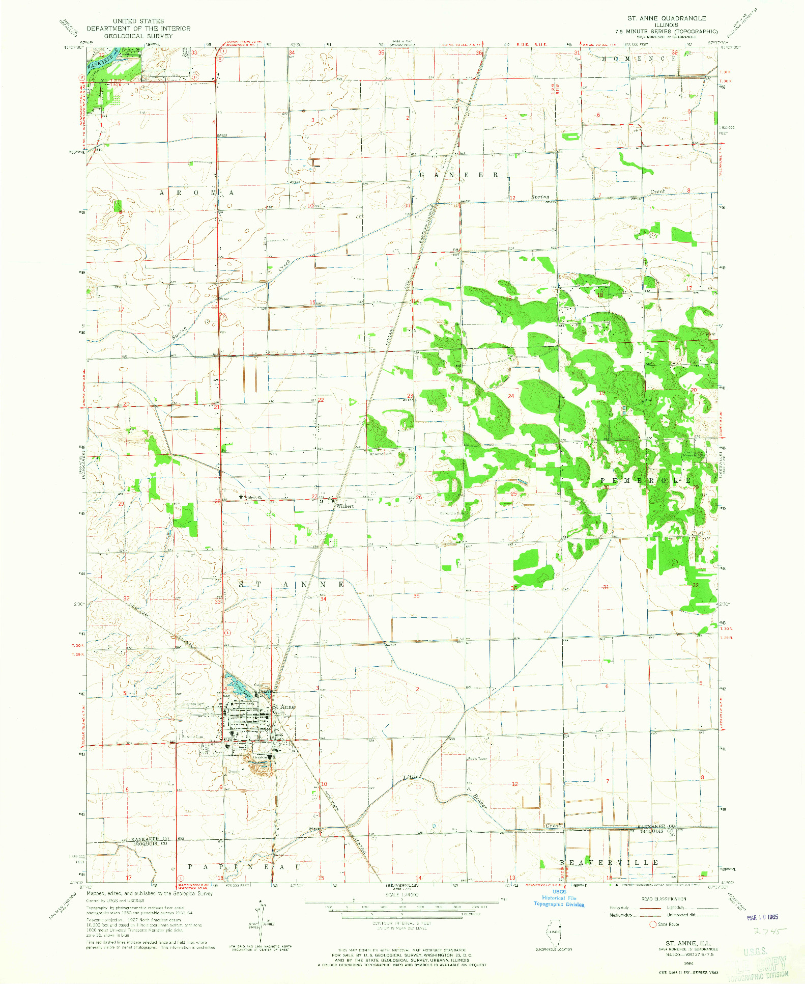 USGS 1:24000-SCALE QUADRANGLE FOR ST. ANNE, IL 1964