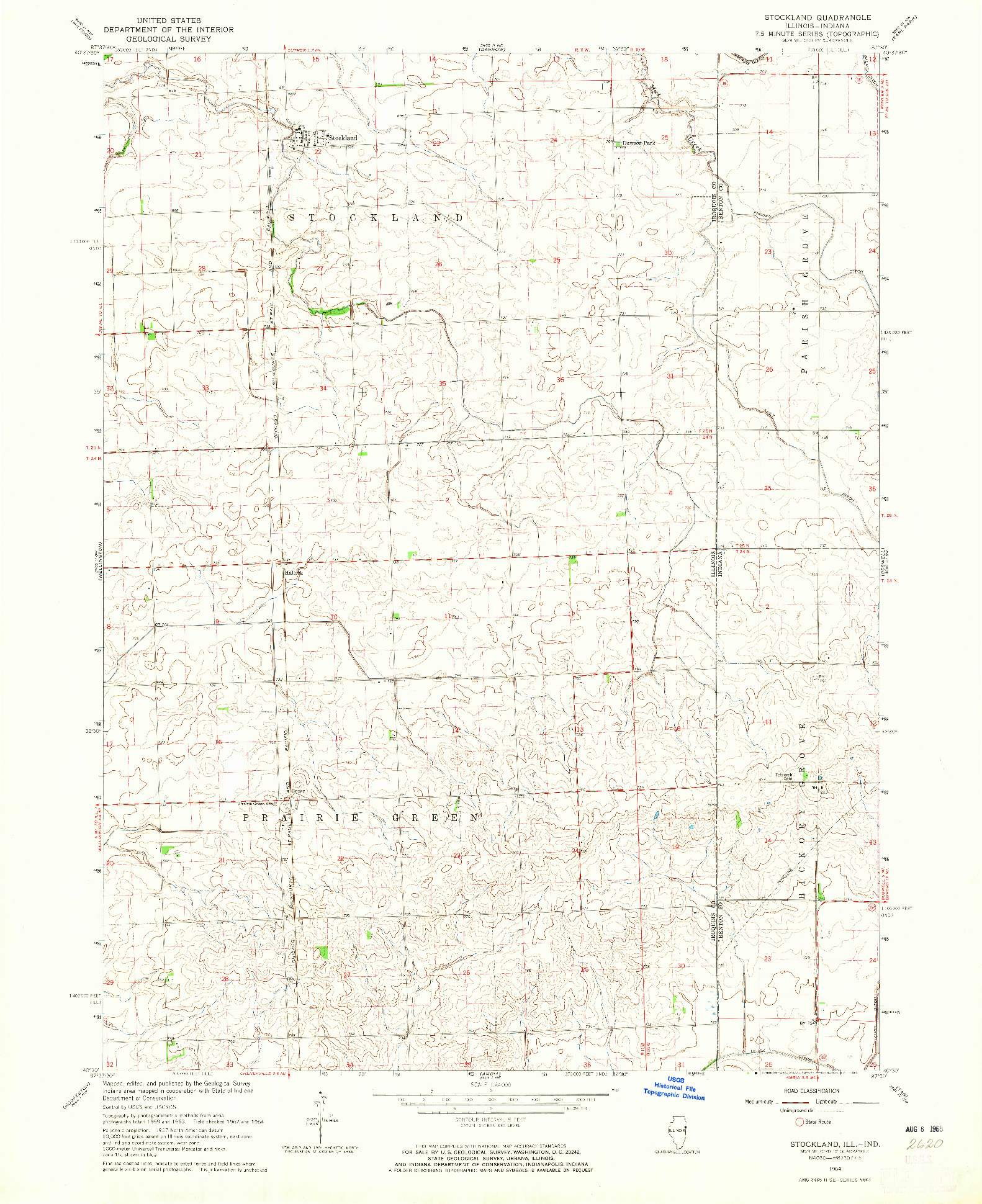 USGS 1:24000-SCALE QUADRANGLE FOR STOCKLAND, IL 1964