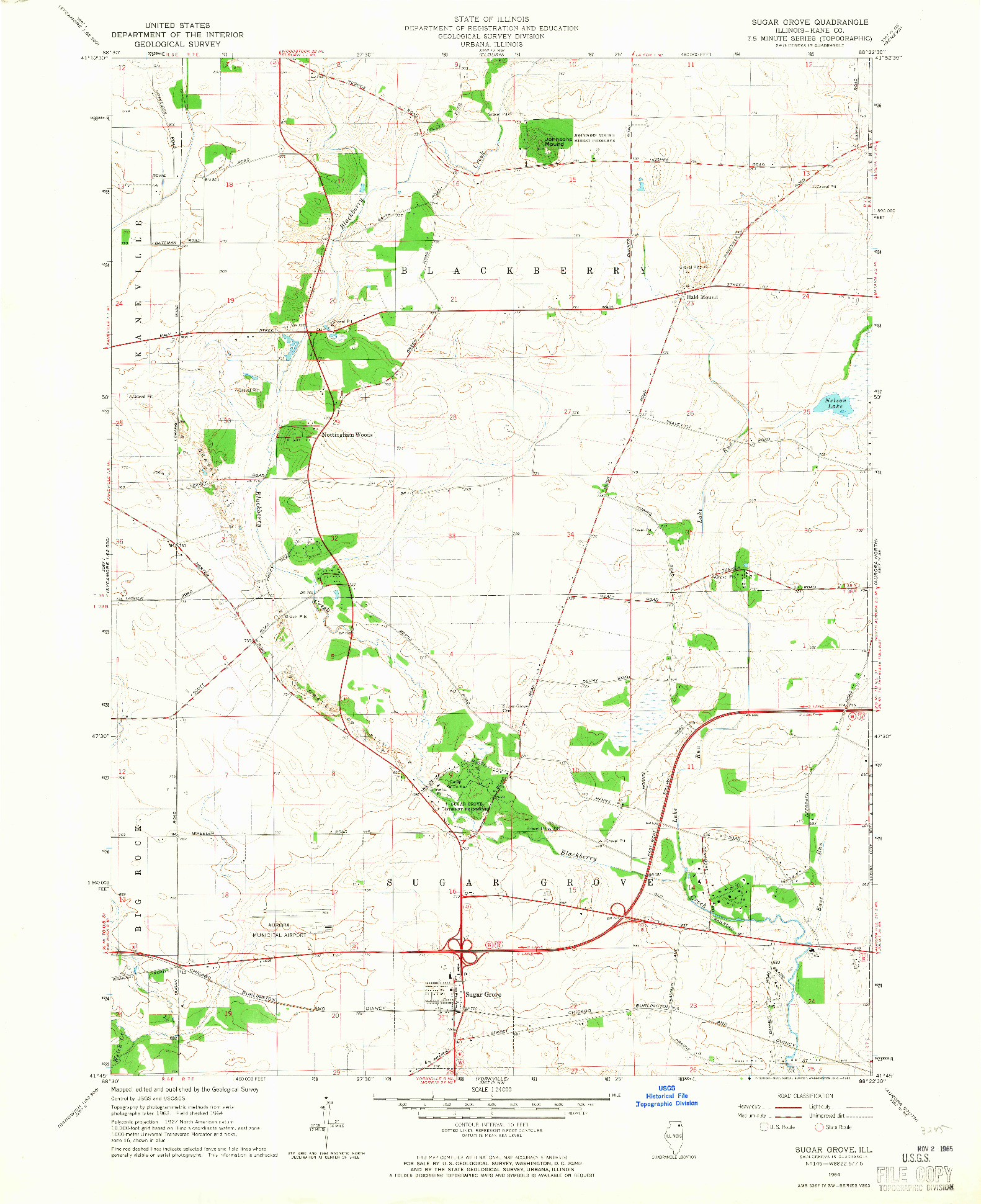 USGS 1:24000-SCALE QUADRANGLE FOR SUGAR GROVE, IL 1964