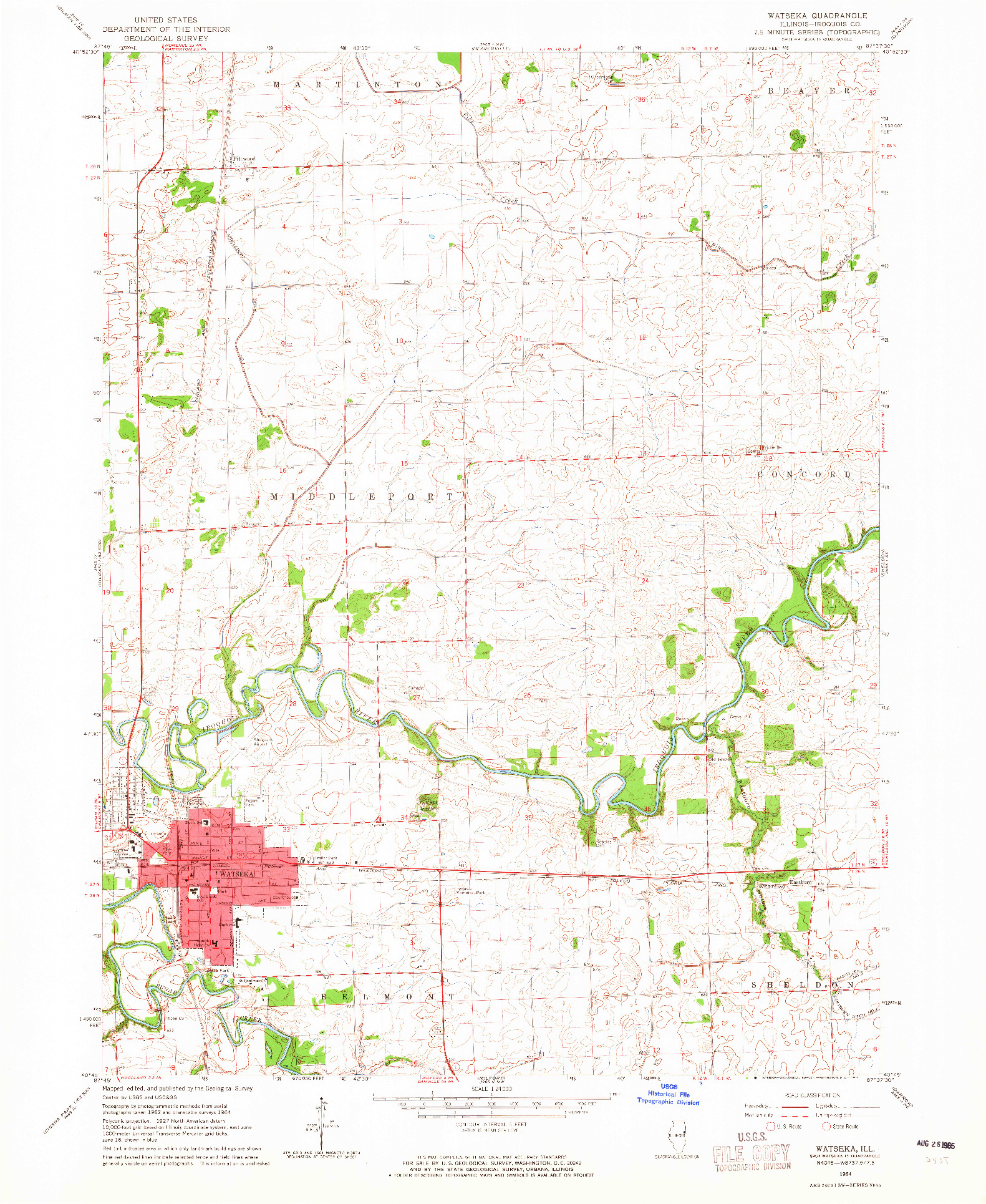 USGS 1:24000-SCALE QUADRANGLE FOR WATSEKA, IL 1964