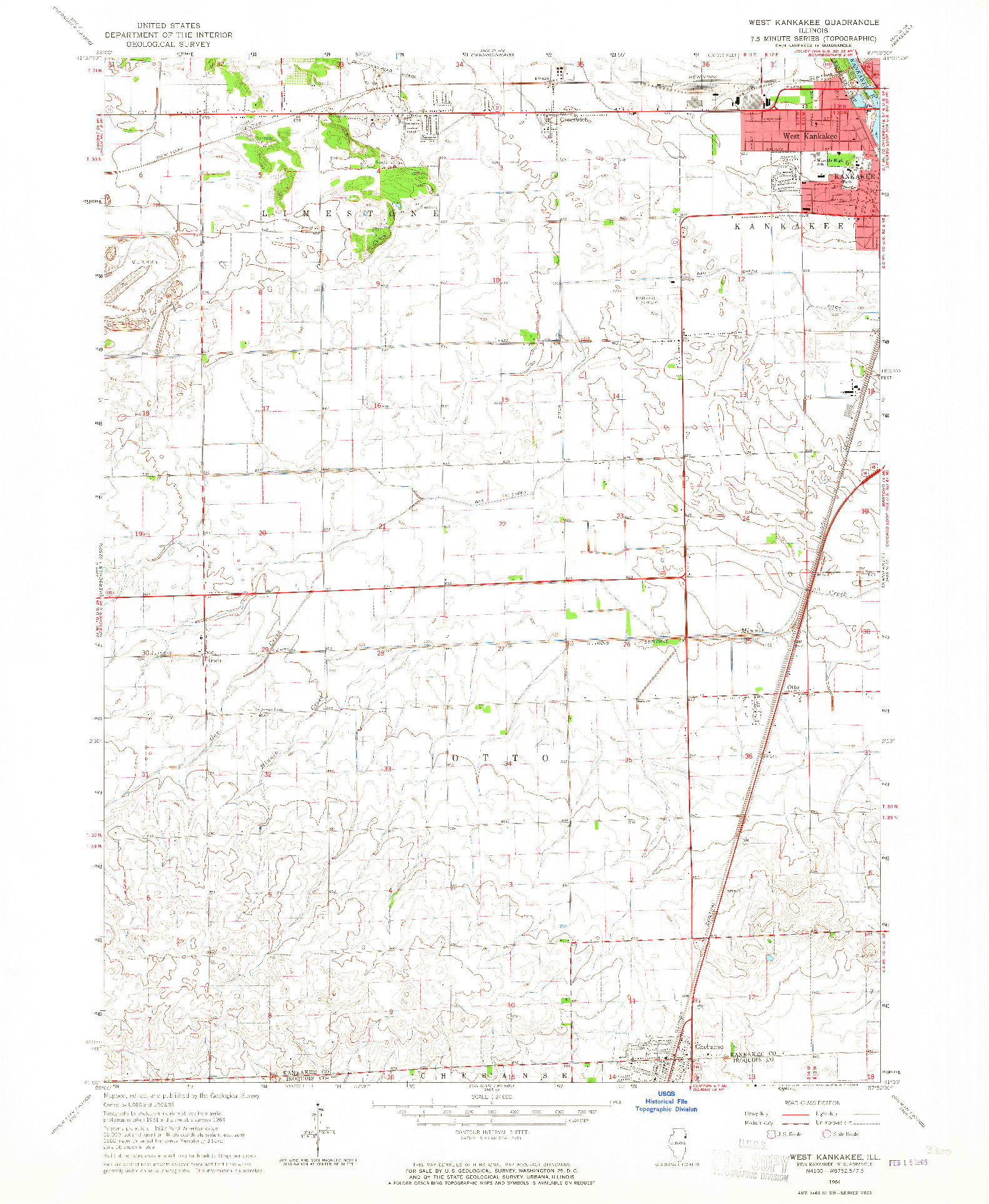 USGS 1:24000-SCALE QUADRANGLE FOR WEST KANKAKEE, IL 1964