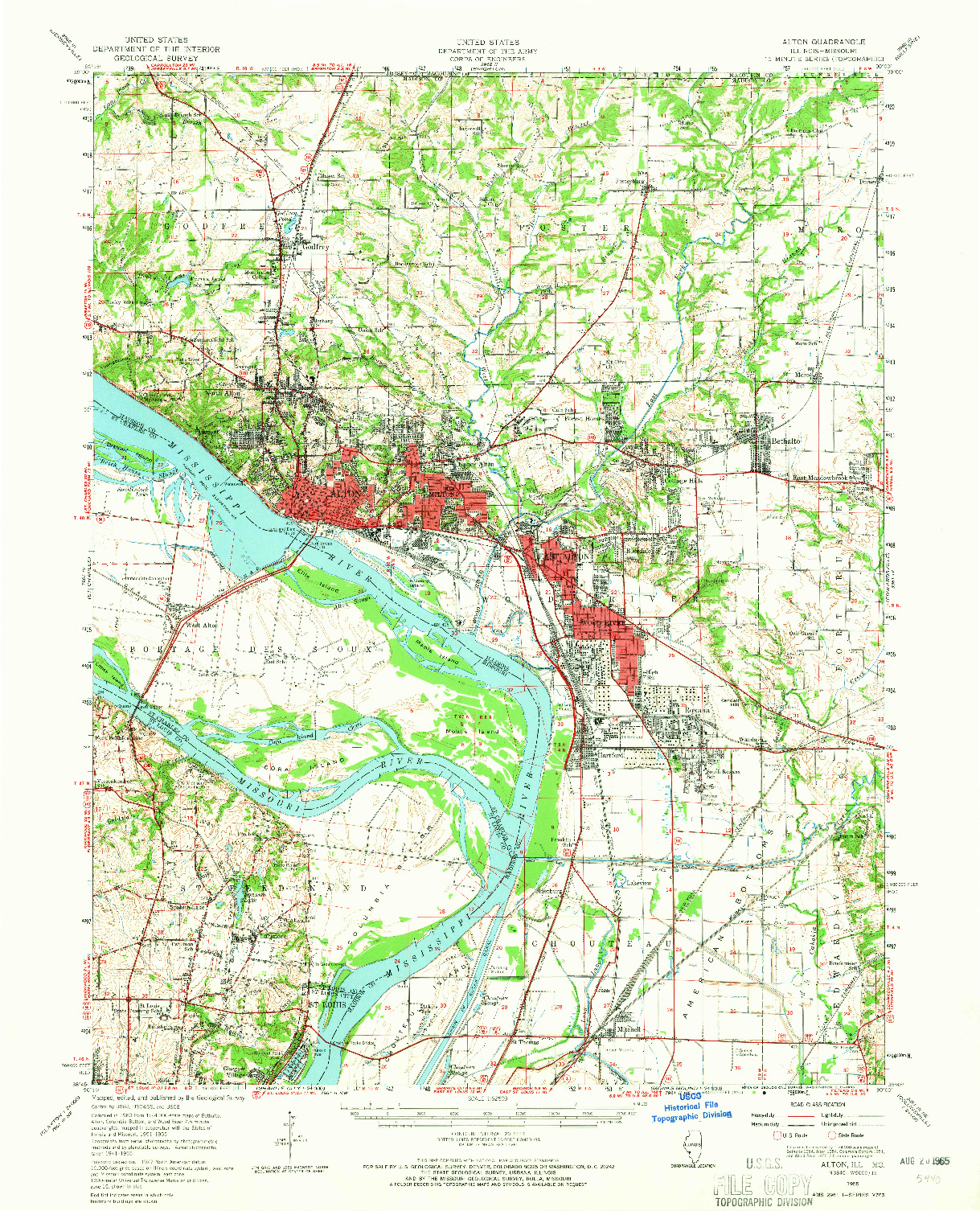 USGS 1:62500-SCALE QUADRANGLE FOR ALTON, IL 1955