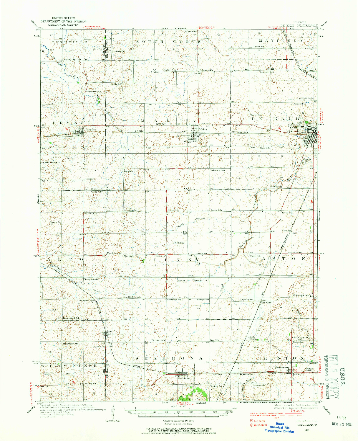 USGS 1:62500-SCALE QUADRANGLE FOR DE KALB, IL 1934