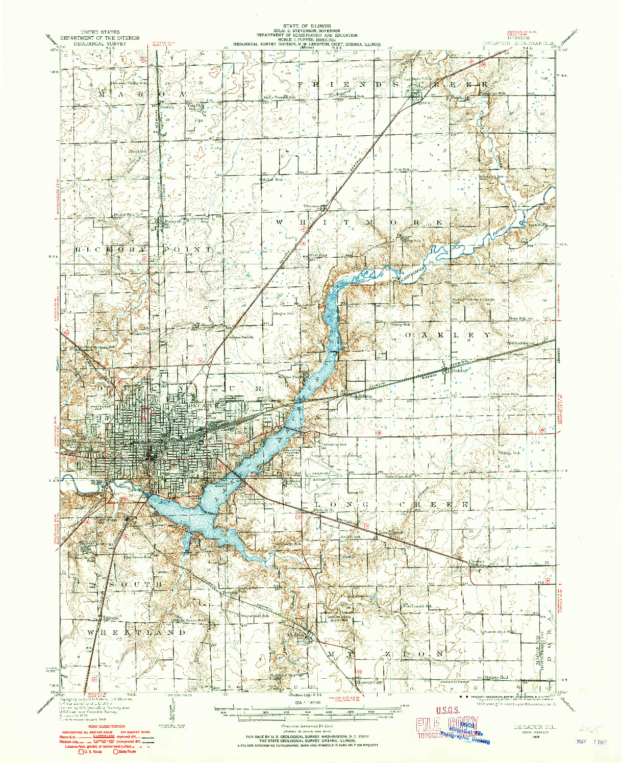 USGS 1:62500-SCALE QUADRANGLE FOR DECATUR, IL 1929