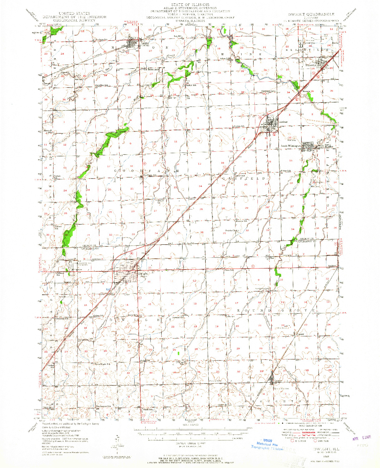 USGS 1:62500-SCALE QUADRANGLE FOR DWIGHT, IL 1948