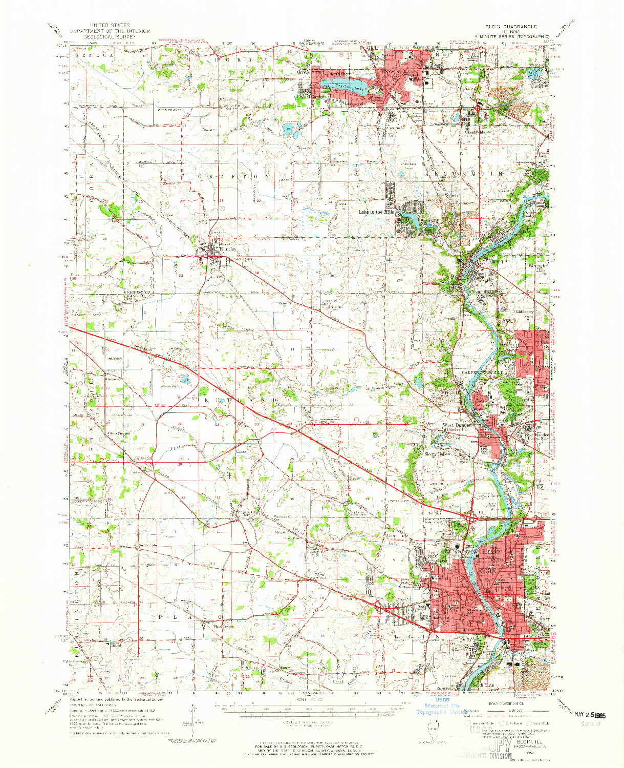 USGS 1:62500-SCALE QUADRANGLE FOR ELGIN, IL 1962