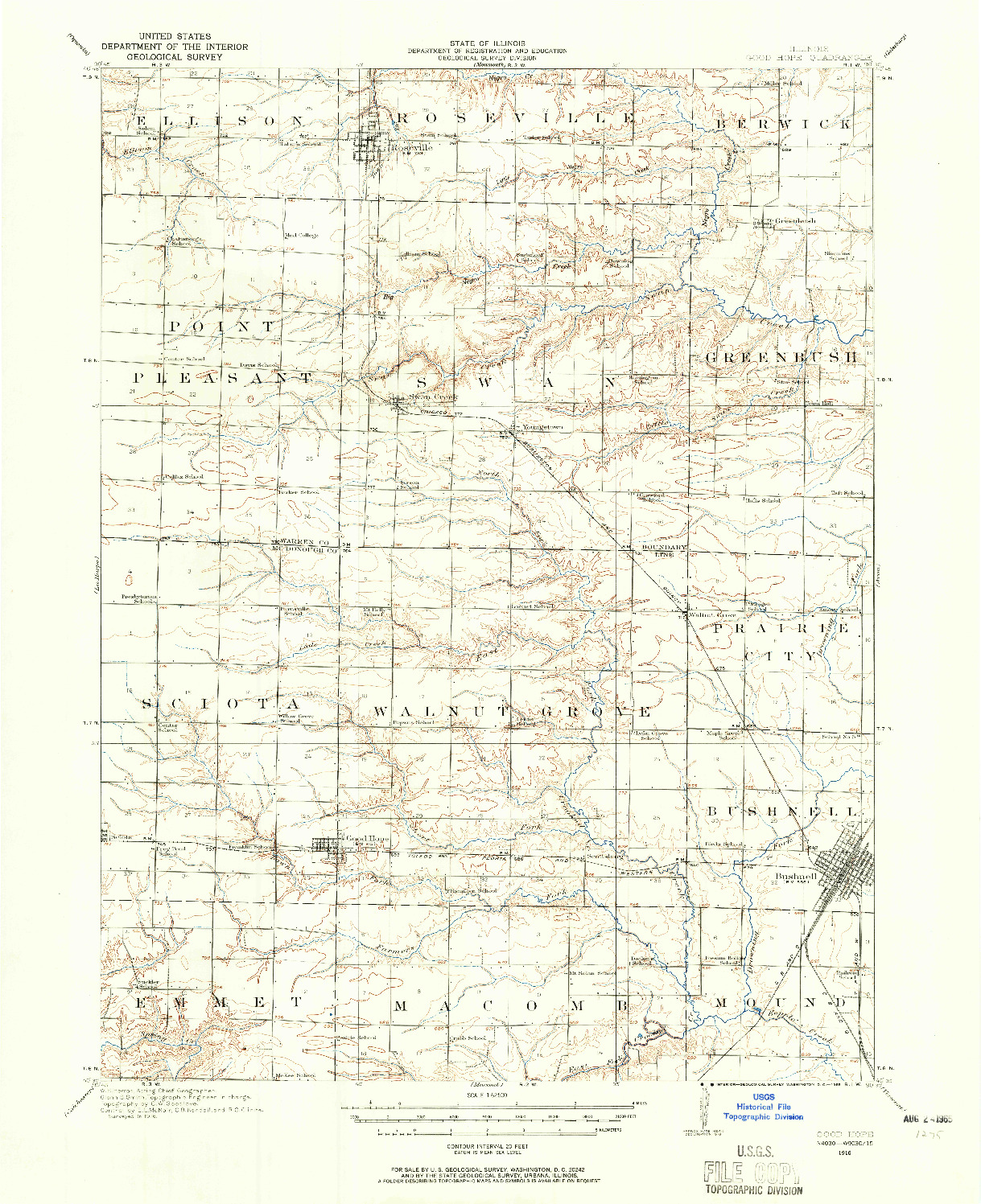 USGS 1:62500-SCALE QUADRANGLE FOR GOOD HOPE, IL 1916
