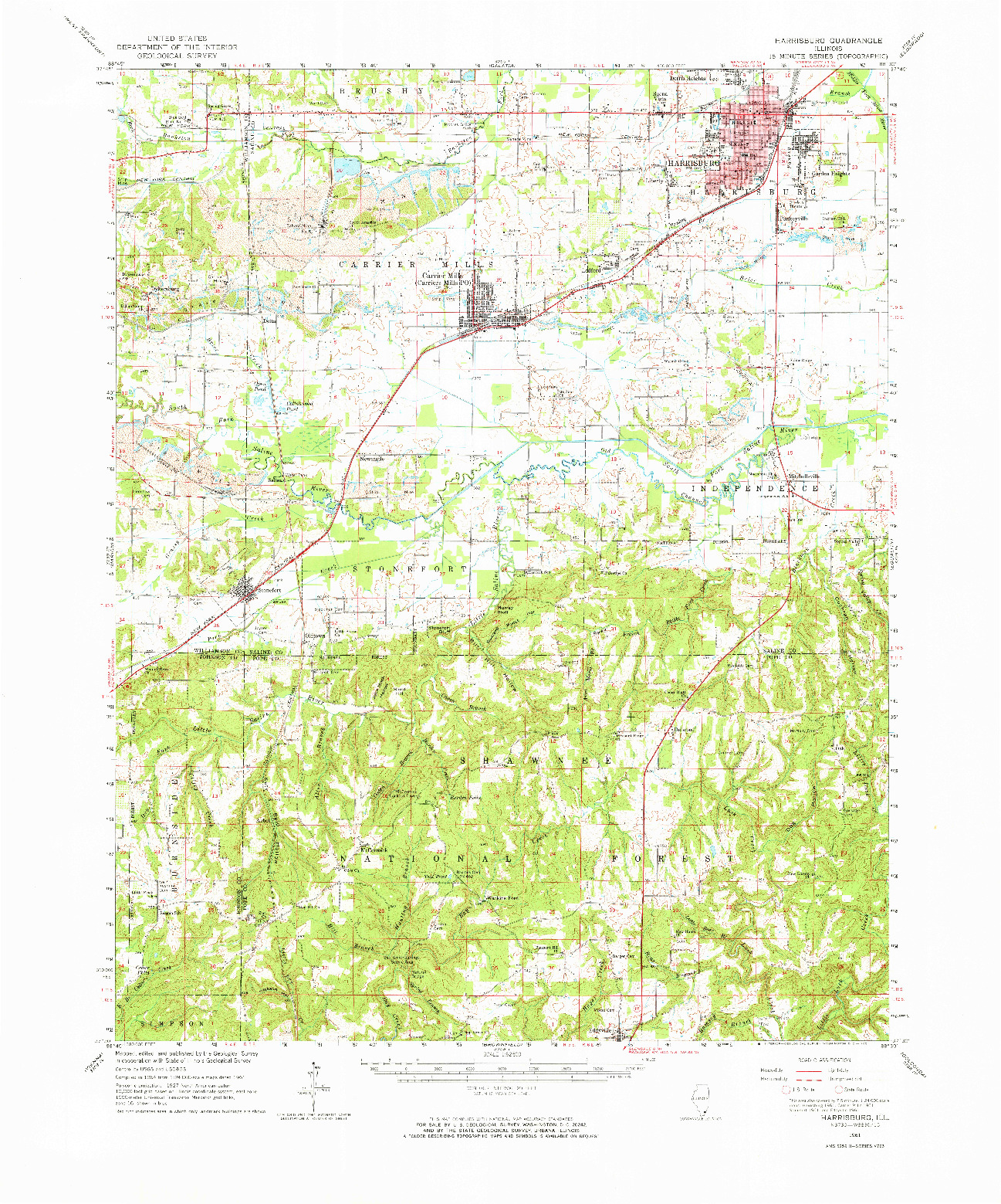 USGS 1:62500-SCALE QUADRANGLE FOR HARRISBURG, IL 1961