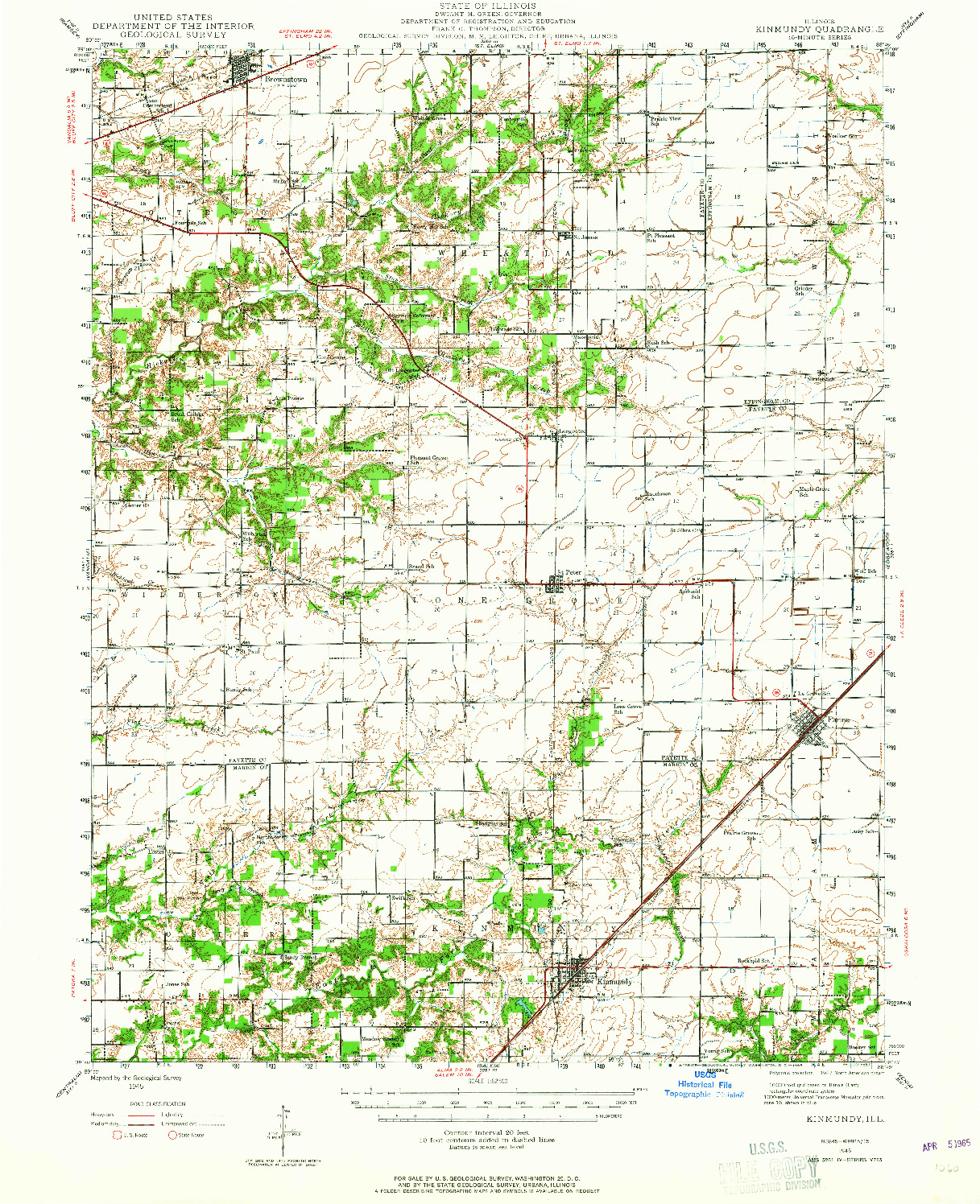 USGS 1:62500-SCALE QUADRANGLE FOR KINMUNDY, IL 1945