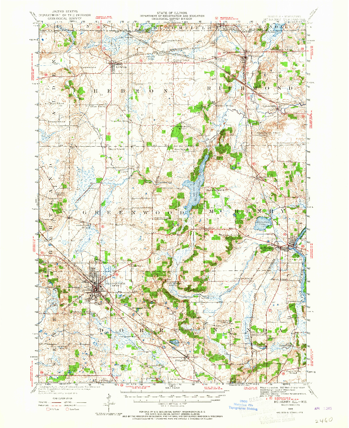 USGS 1:62500-SCALE QUADRANGLE FOR MCHENRY, IL 1944