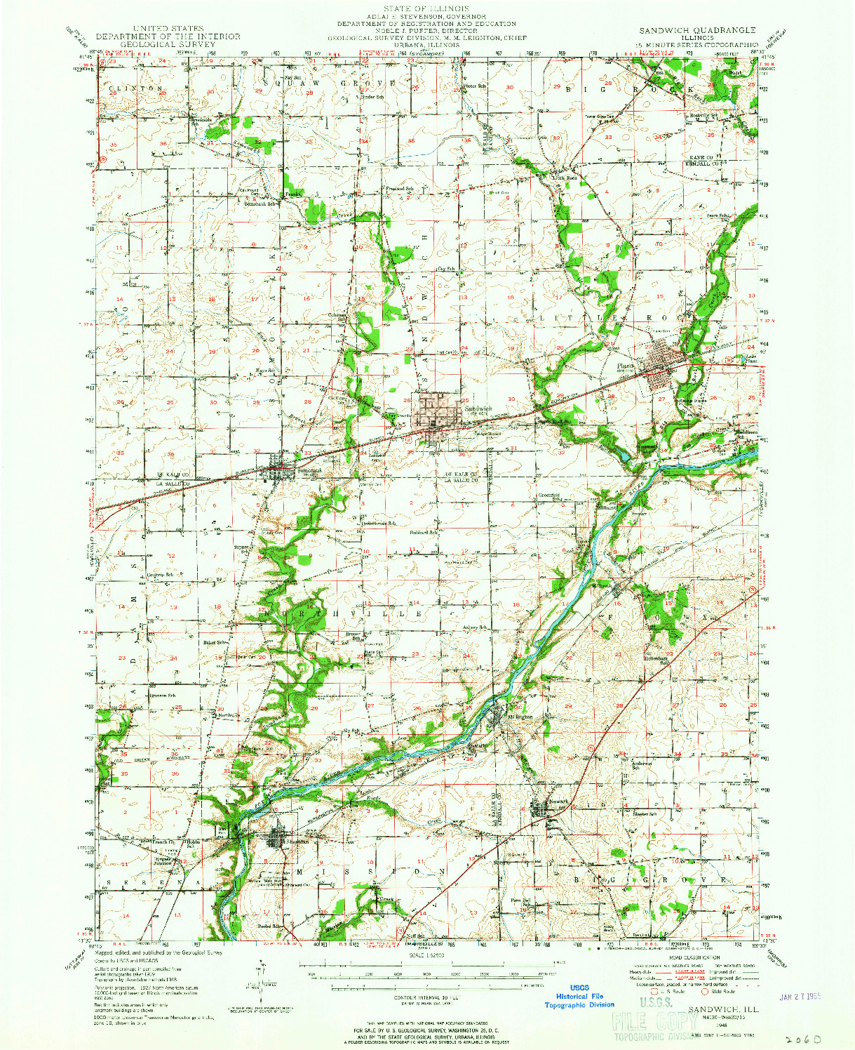 USGS 1:62500-SCALE QUADRANGLE FOR SANDWICH, IL 1948