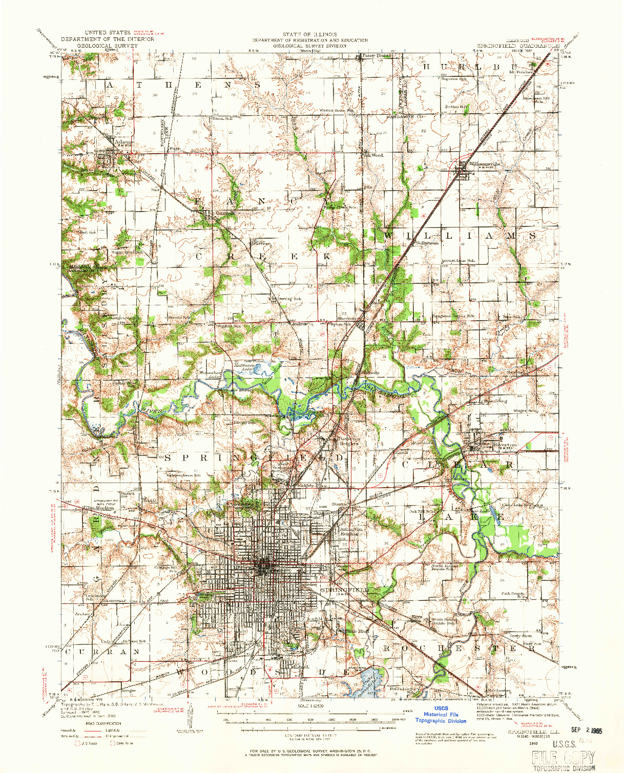 USGS 1:62500-SCALE QUADRANGLE FOR SPRINGFIELD, IL 1940
