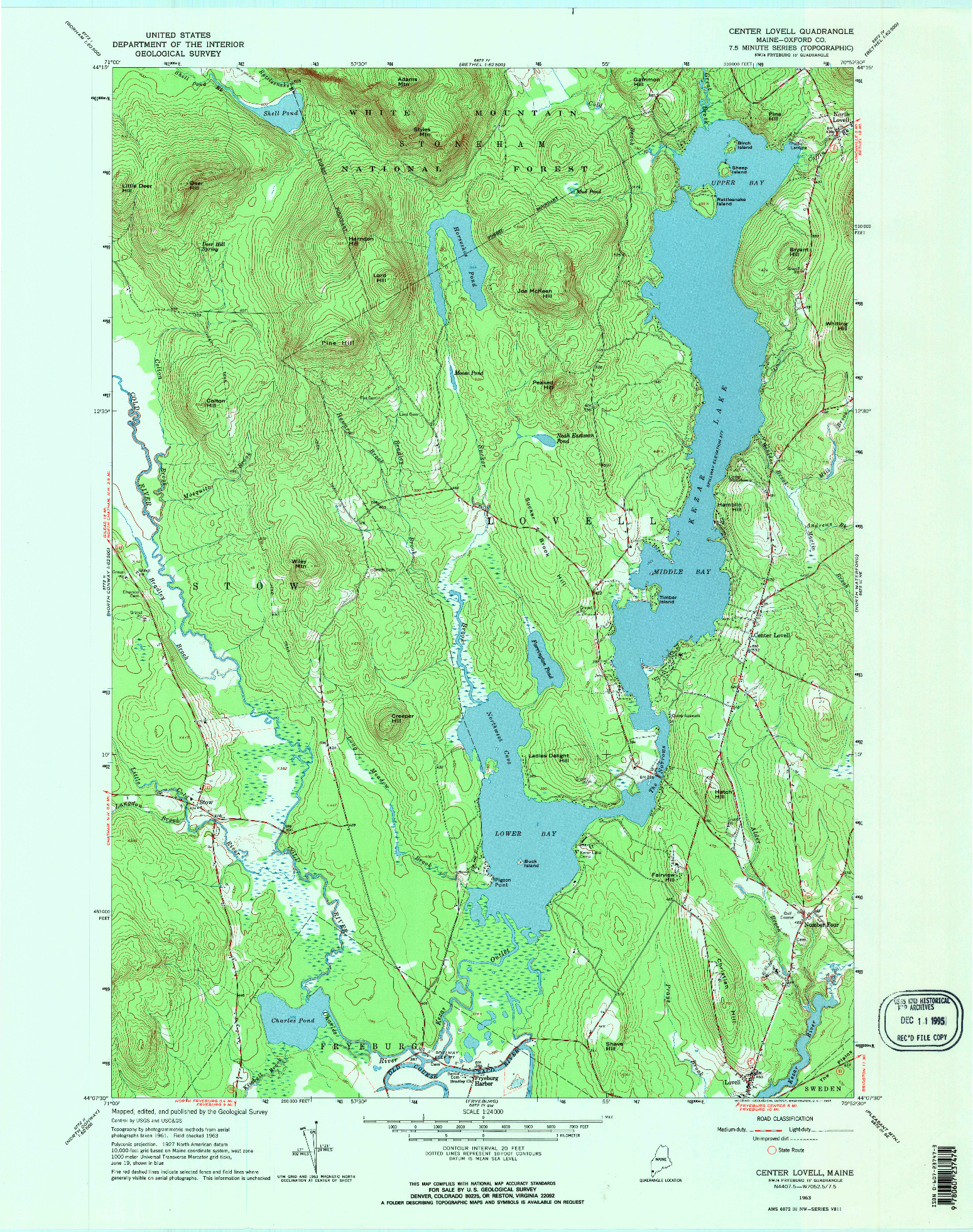 USGS 1:24000-SCALE QUADRANGLE FOR CENTER LOVELL, ME 1963