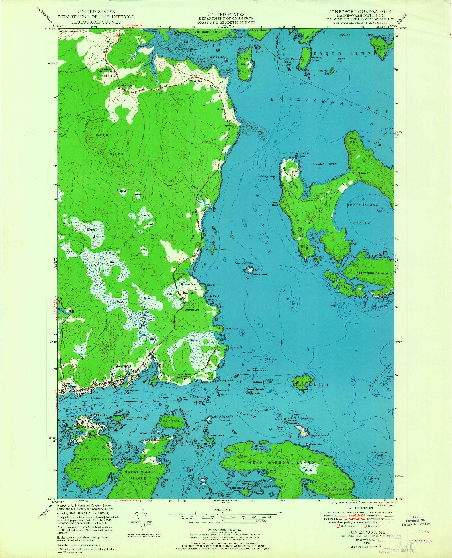 USGS 1:24000-SCALE QUADRANGLE FOR JONESPORT, ME 1948