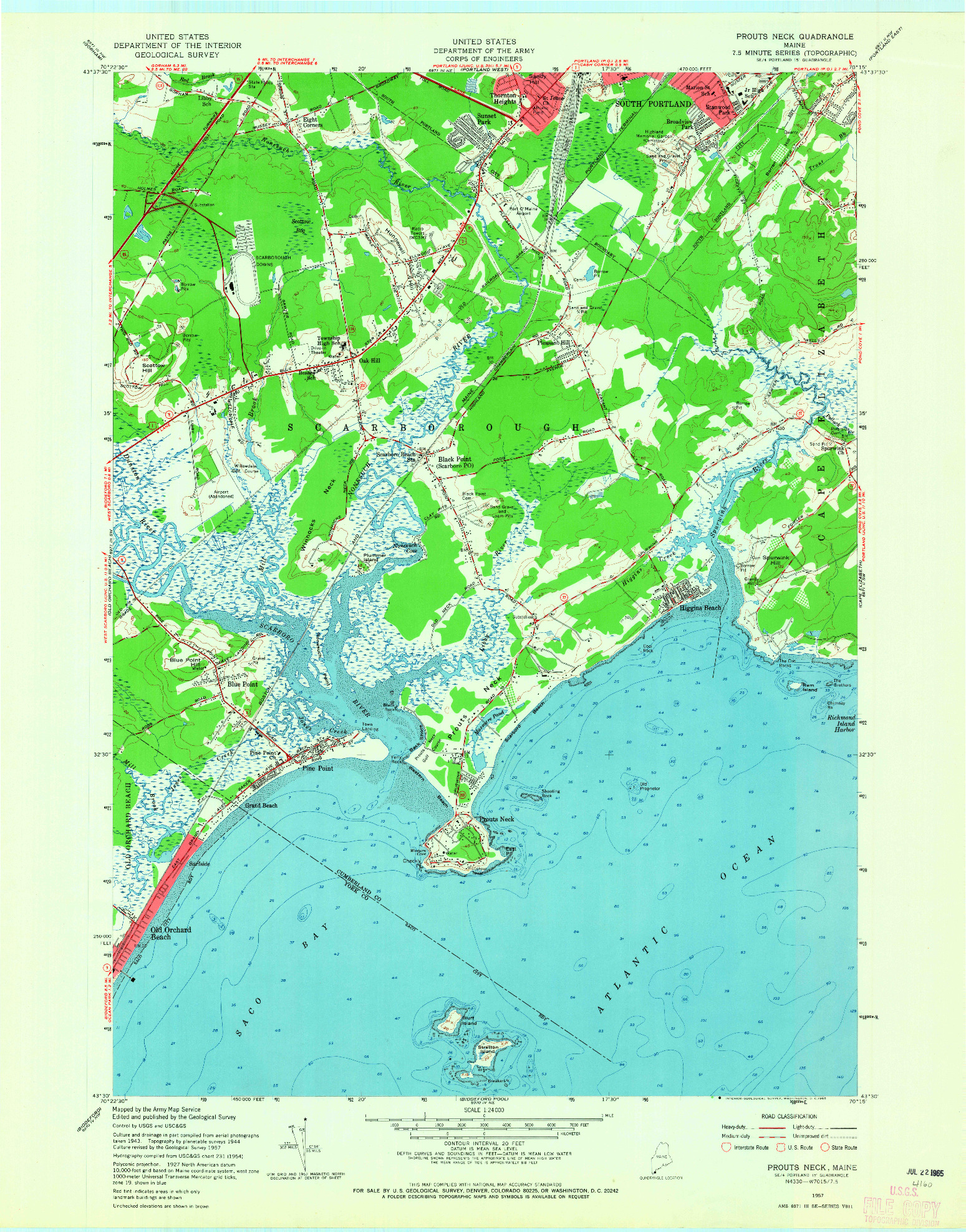 USGS 1:24000-SCALE QUADRANGLE FOR PROUTS NECK, ME 1957